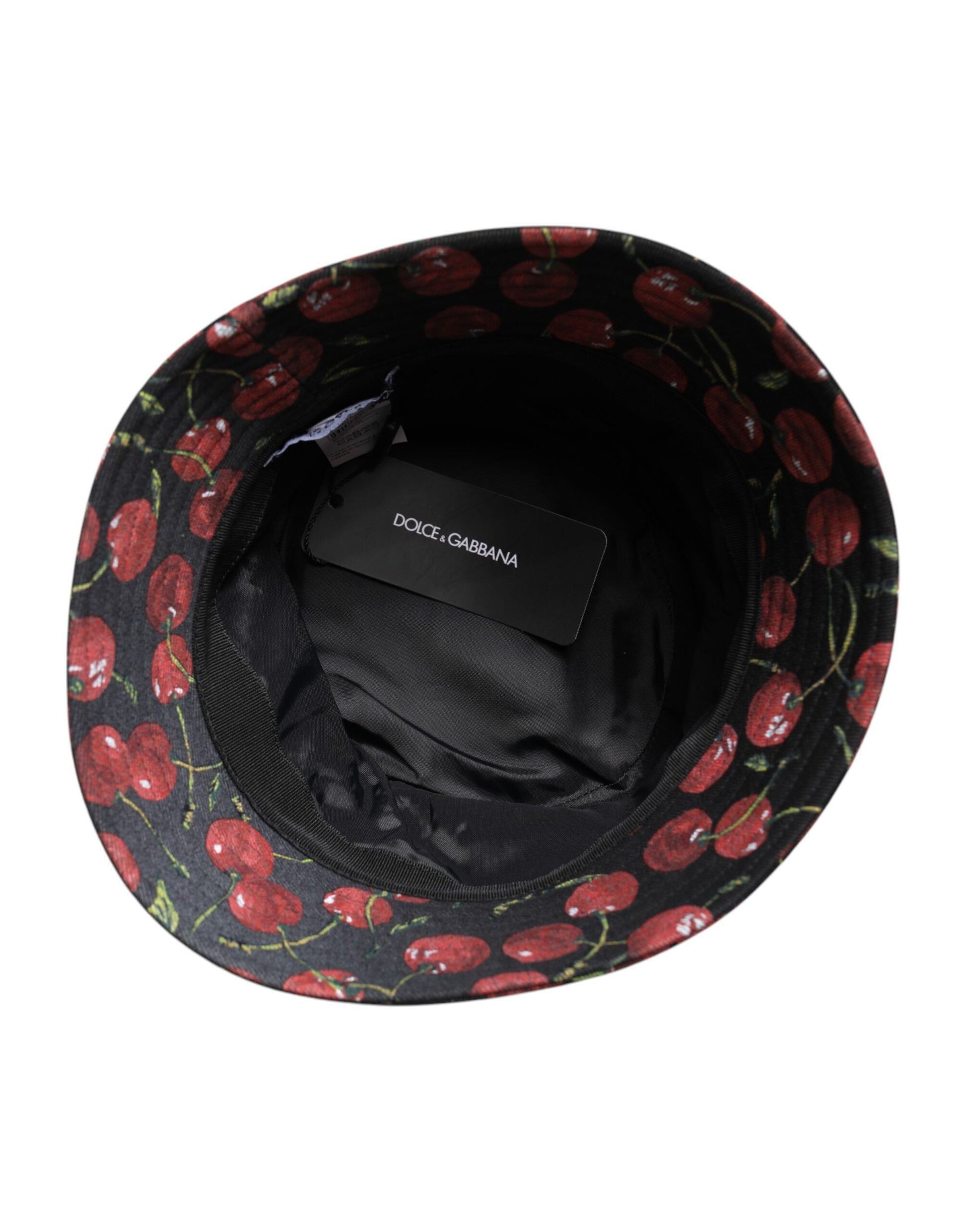 Dolce & Gabbana Black Cotton Printed Wide Brim Bucket Hat Curated Luxury Accessories by Orvyn