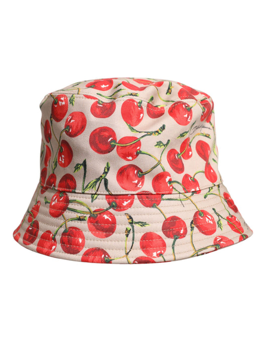 Dolce & Gabbana Beige Cotton Printed Wide Brim Bucket Hat Curated Luxury Accessories by Orvyn
