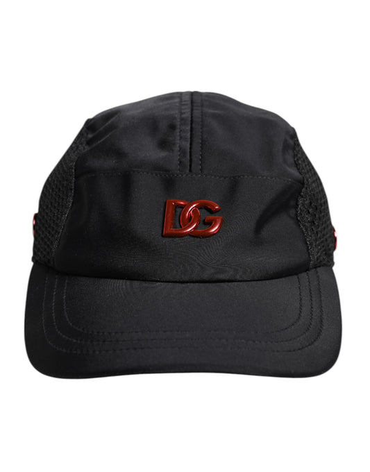 Dolce & Gabbana Black Nylon DG Logo 6 Panels Baseball Cap Curated Luxury Accessories by Orvyn