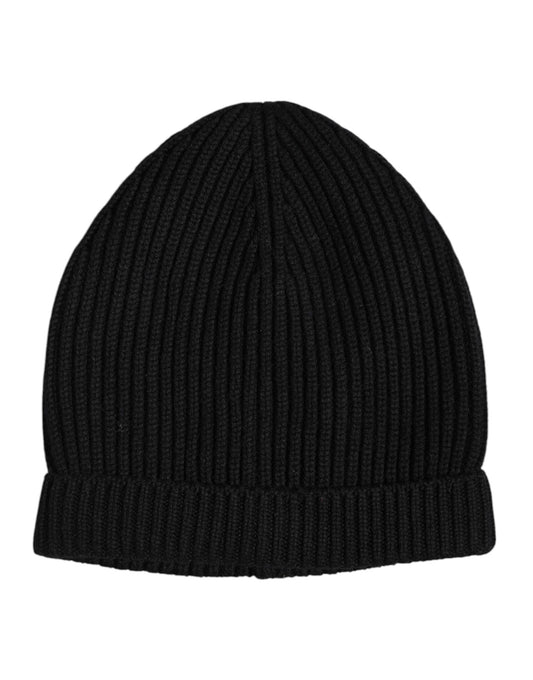 Dolce & Gabbana Black Cashmere Knitted Winter Beanie Hat schwarz