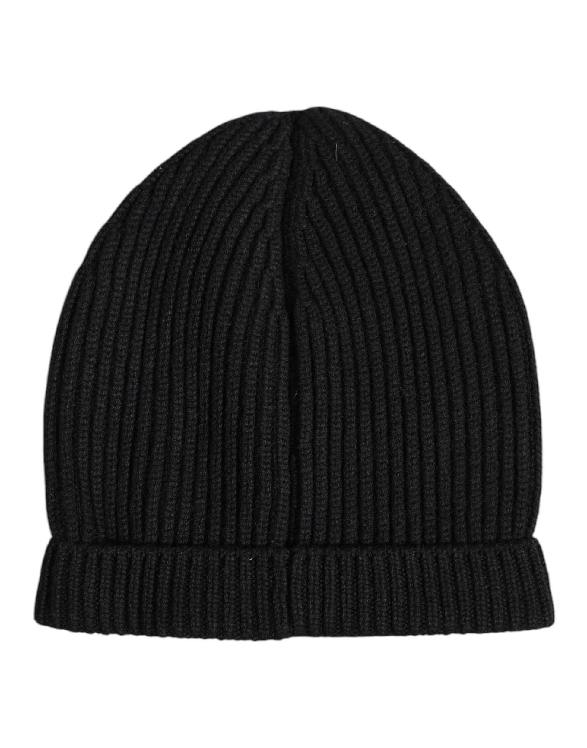 Dolce & Gabbana Black Cashmere Knitted Winter Beanie Hat Curated Luxury Accessories by Orvyn