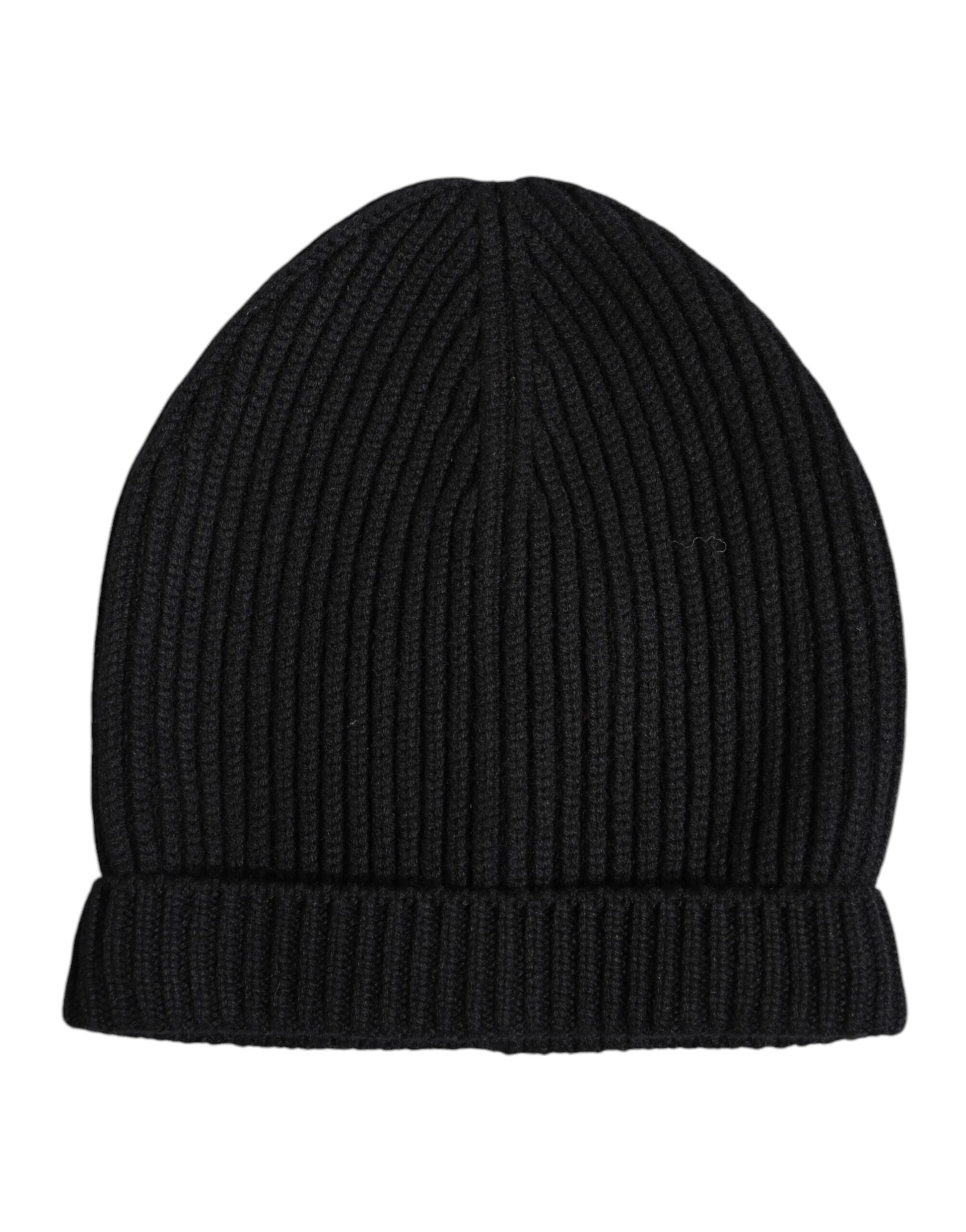 Dolce & Gabbana Black Cashmere Knitted Winter Beanie Hat Curated Luxury Accessories by Orvyn