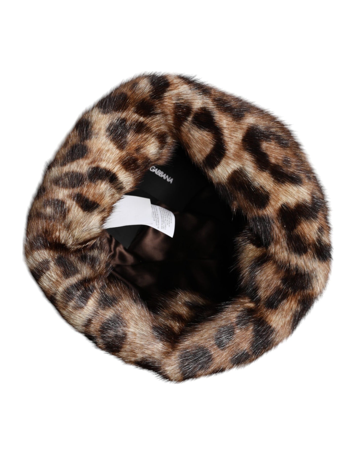 Dolce & Gabbana Brown Leopard Faux Fur Women Bucket Hat Curated Luxury Accessories by Orvyn