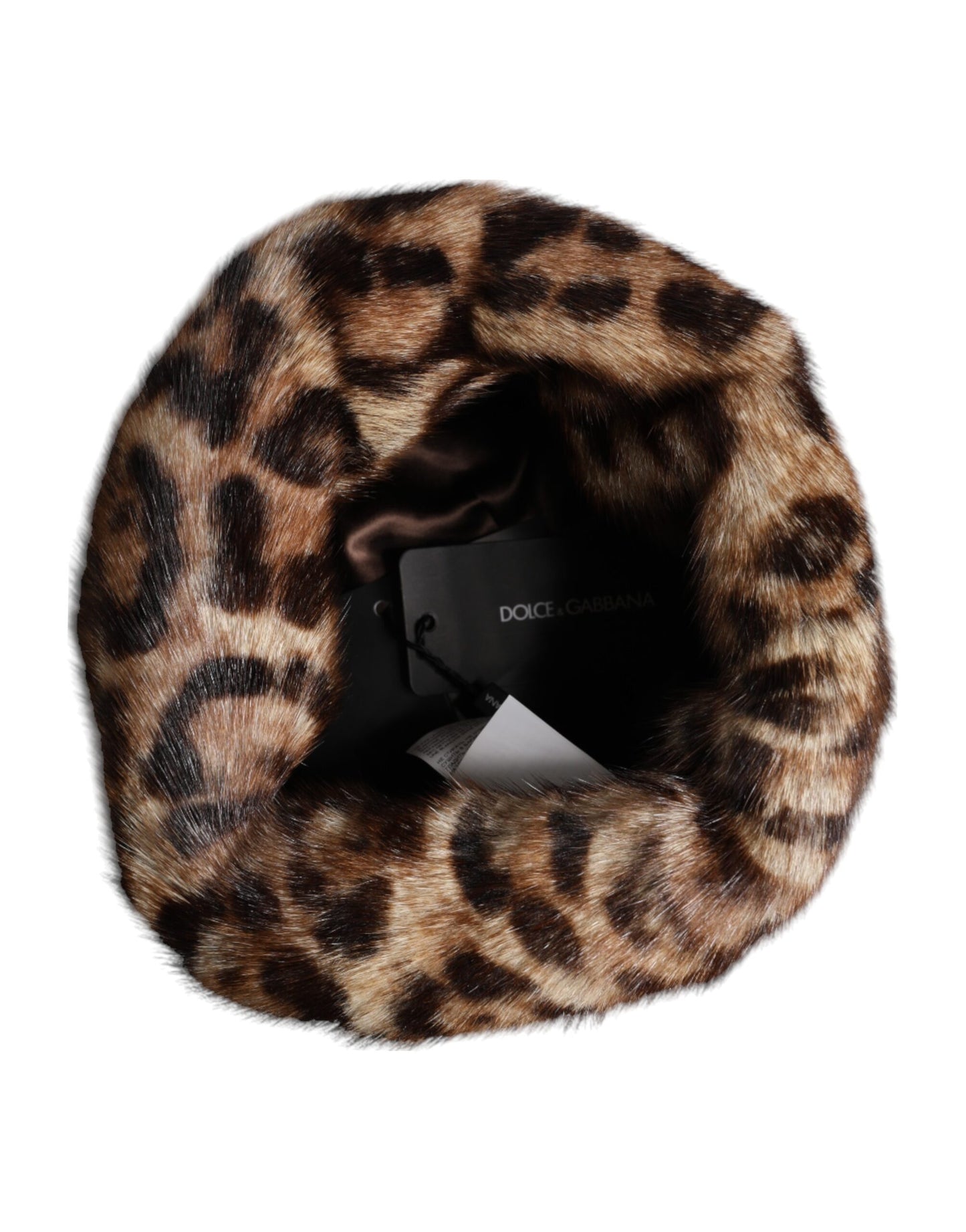 Dolce & Gabbana Brown Leopard Faux Fur Women Bucket Hat Curated Luxury Accessories by Orvyn