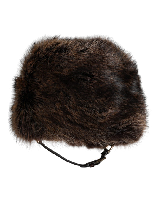 Dolce & Gabbana Brown Fur Women Bucket Hat Curated Luxury Accessories by Orvyn