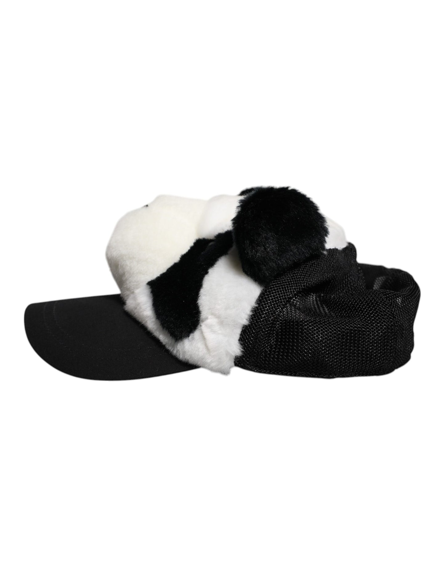 Dolce & Gabbana Black White Panda Fur Women Baseball Cap Curated Luxury Accessories by Orvyn