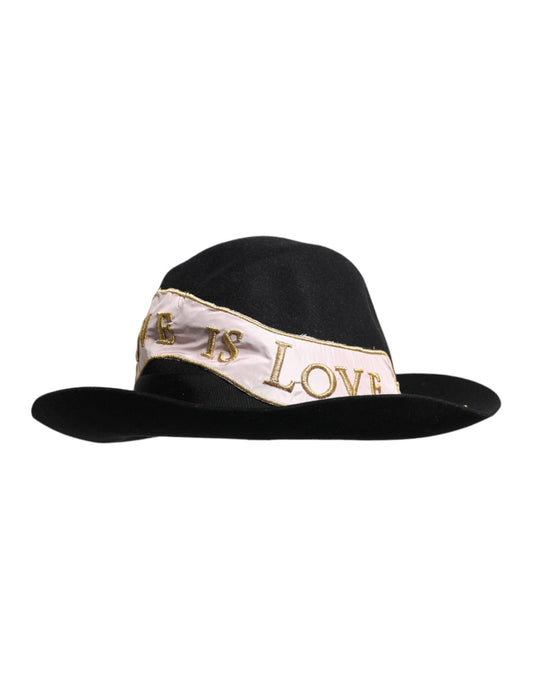 Dolce & Gabbana Black Logo Embroidered Women Wide Brim Hat Curated Luxury Accessories by Orvyn