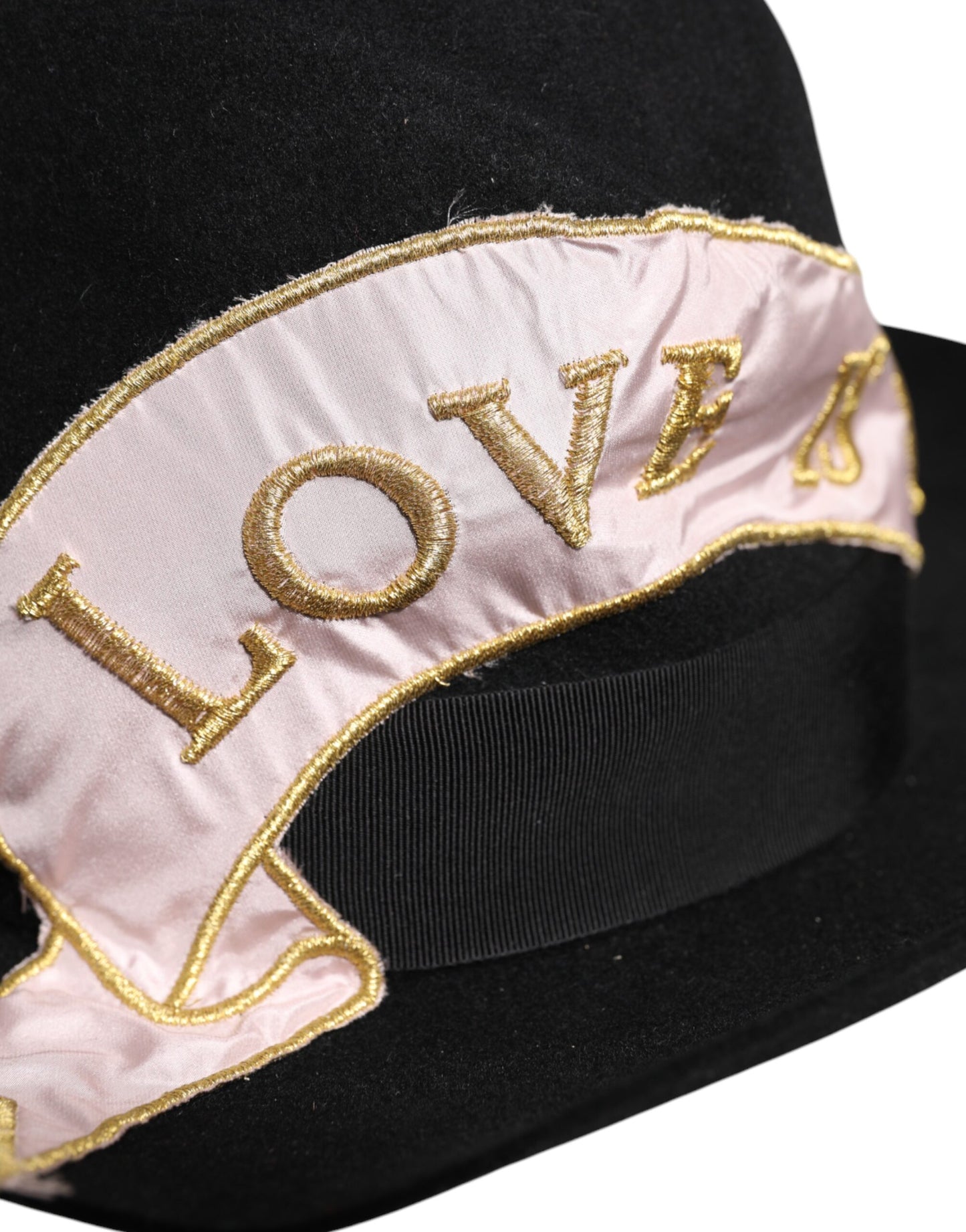 Dolce & Gabbana Black Logo Embroidered Women Wide Brim Hat Curated Luxury Accessories by Orvyn