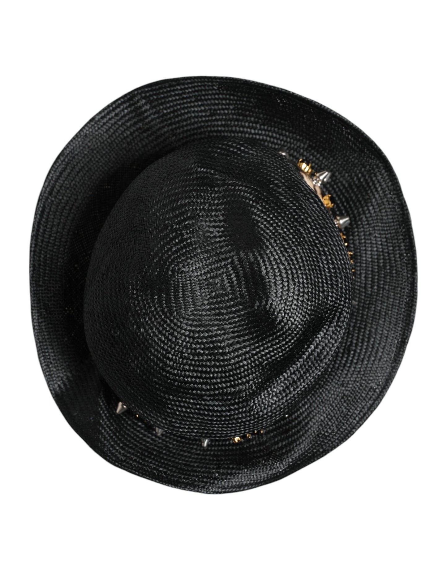 Dolce & Gabbana Black Straw Crystal Embellished Wide Brim Hat Curated Luxury Accessories by Orvyn