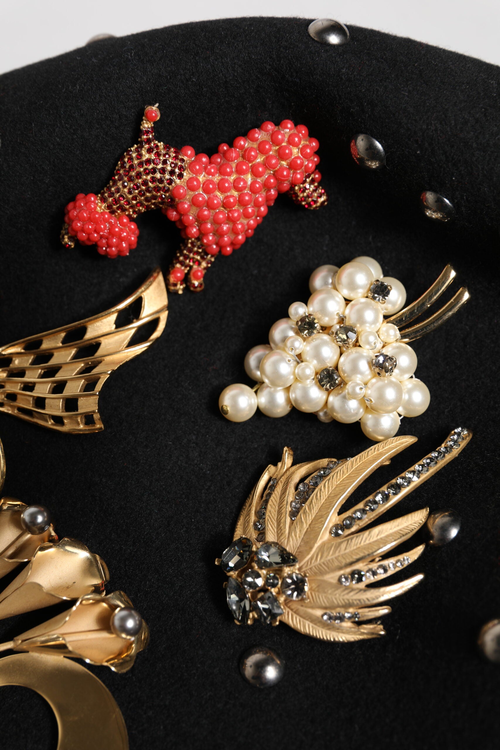 Dolce & Gabbana Black Wool Multicolor Embellished Cloche Hat Curated Luxury Accessories by Orvyn