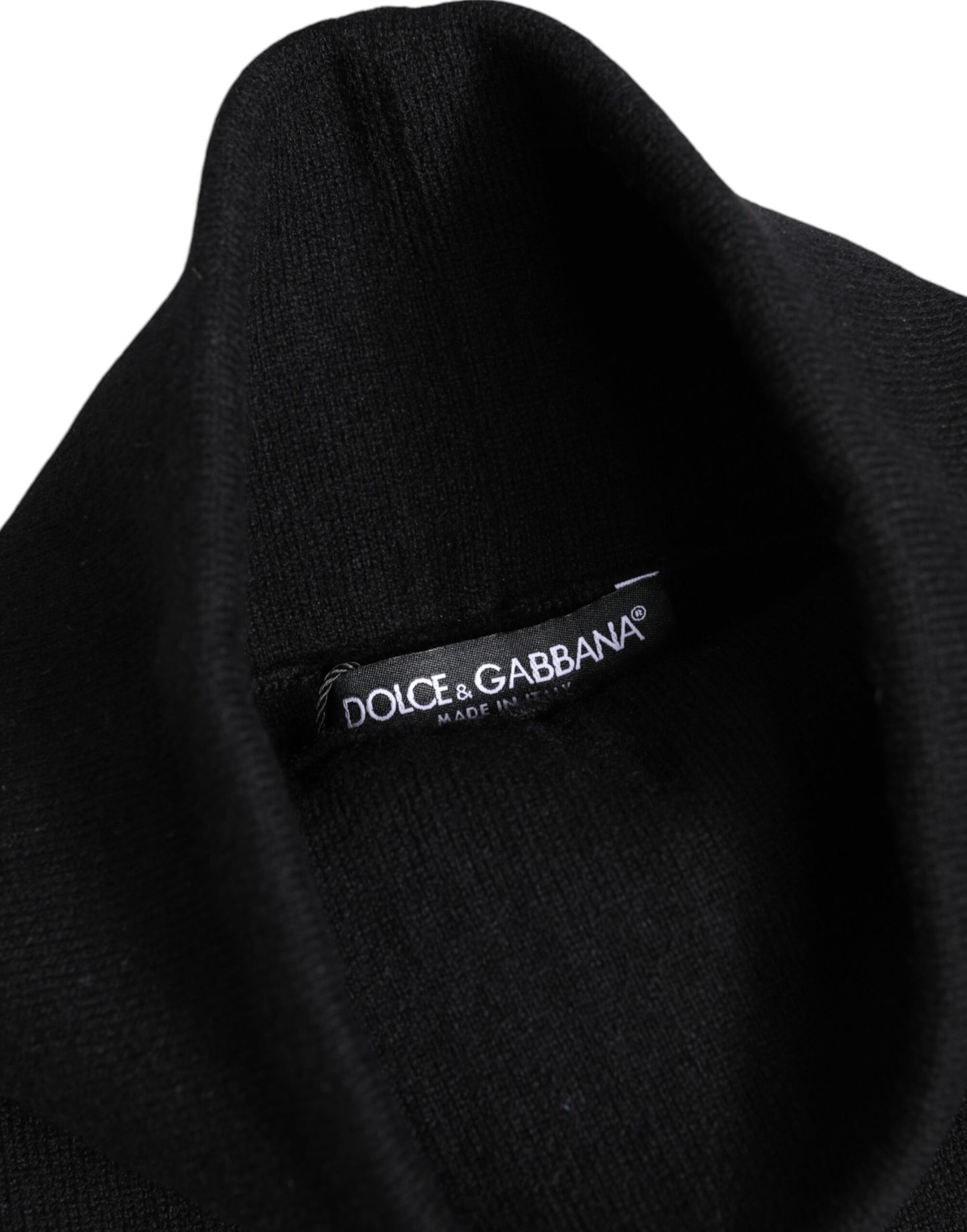 Dolce & Gabbana Black Cashmere Knitted Neck Warmer Foulard Scarf Curated Luxury Accessories by Orvyn