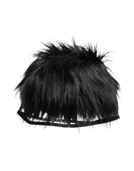 Dolce & Gabbana Black Faux Fur Bucket Hat Curated Luxury Accessories by Orvyn