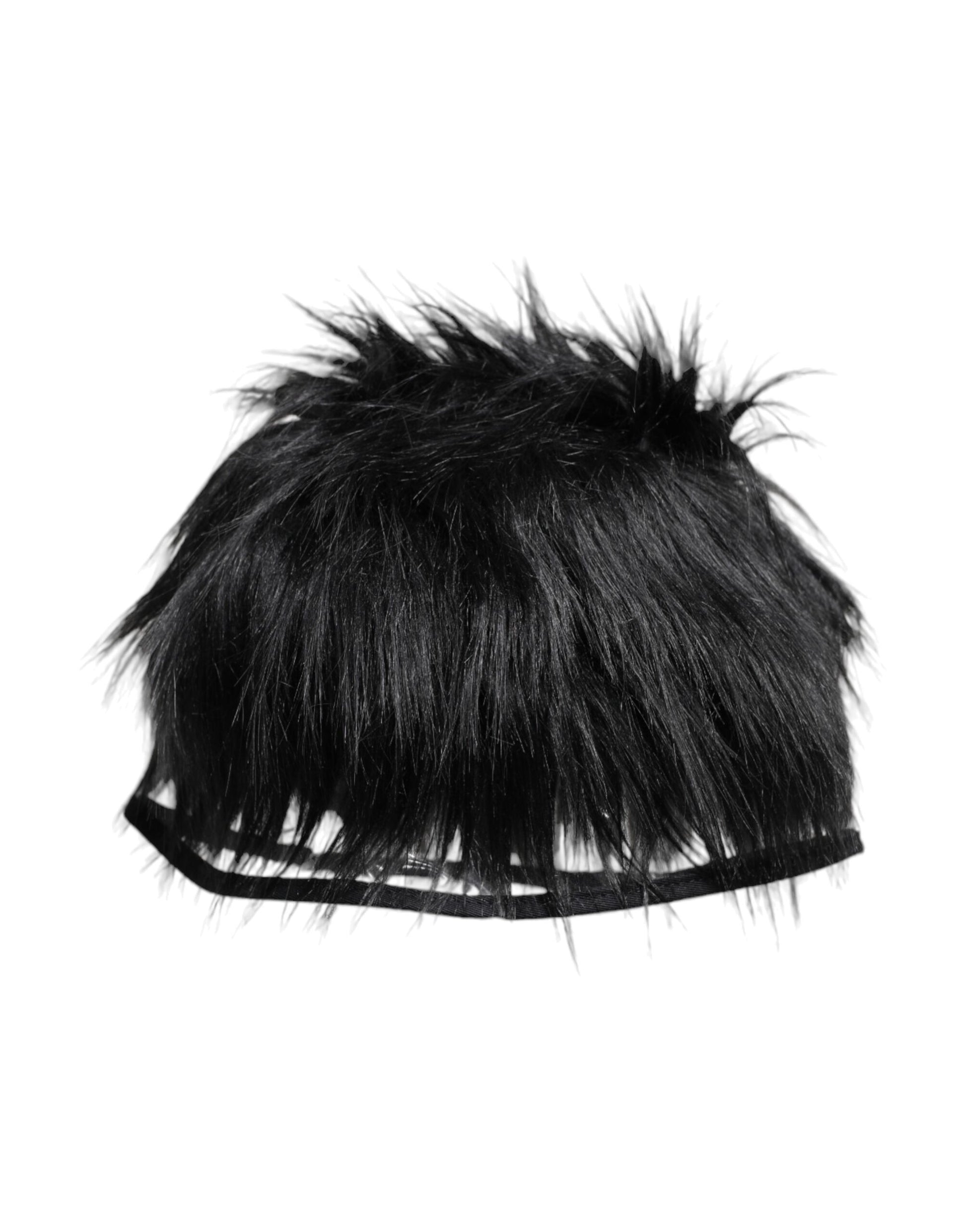 Dolce & Gabbana Black Faux Fur Bucket Hat Curated Luxury Accessories by Orvyn