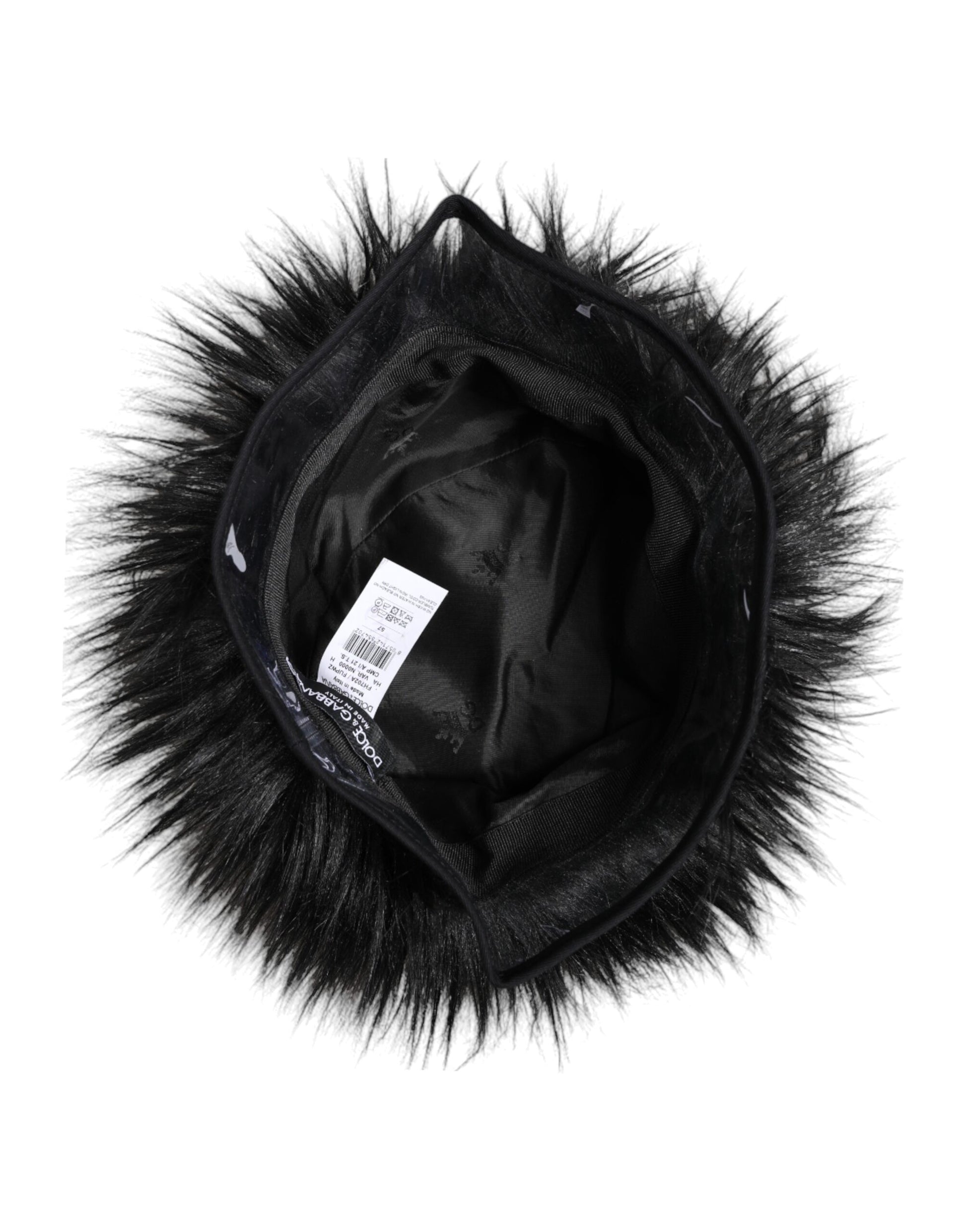 Dolce & Gabbana Black Faux Fur Bucket Hat Curated Luxury Accessories by Orvyn