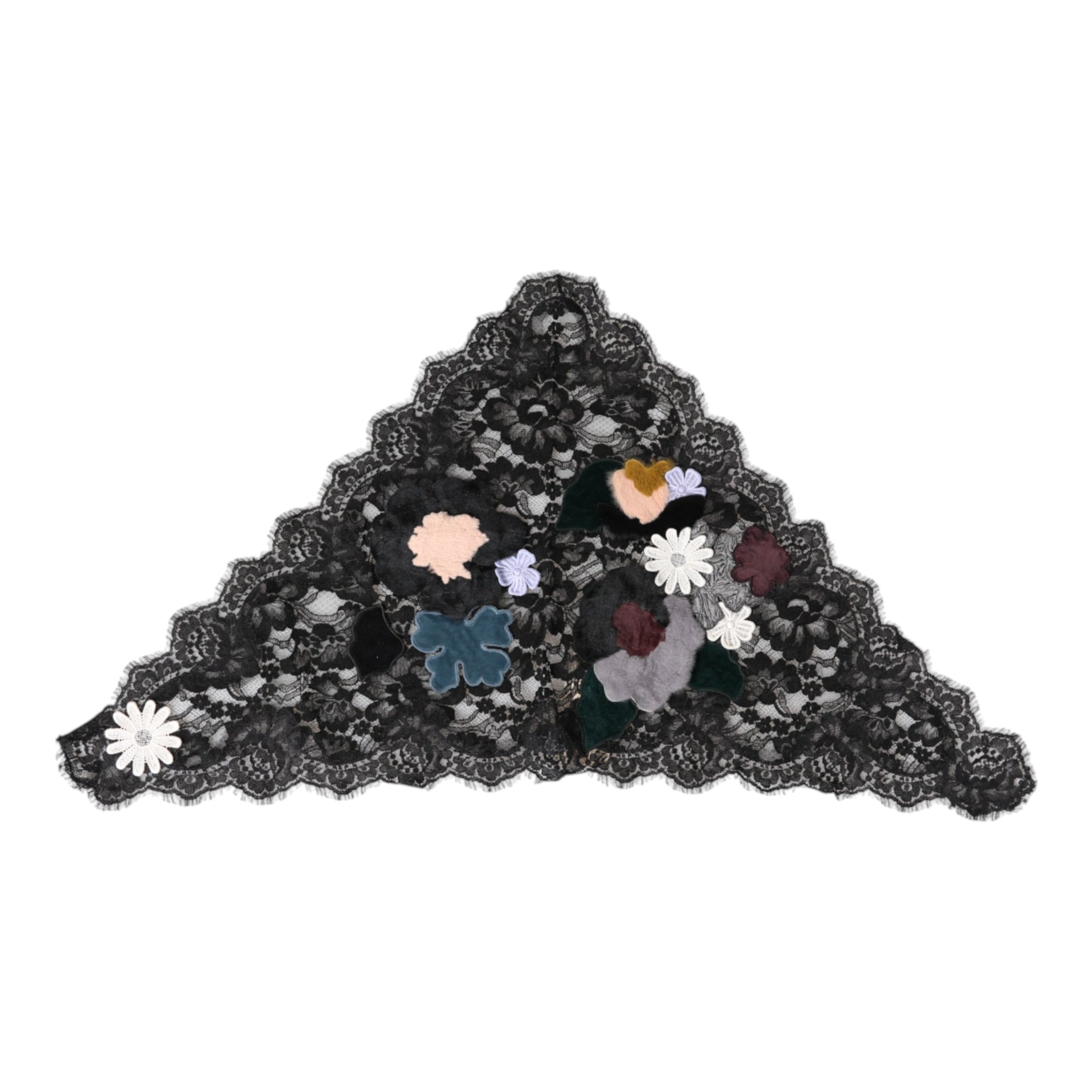 Dolce & Gabbana Black Lace Floral Applique Cotton Veil Hat Curated Luxury Accessories by Orvyn