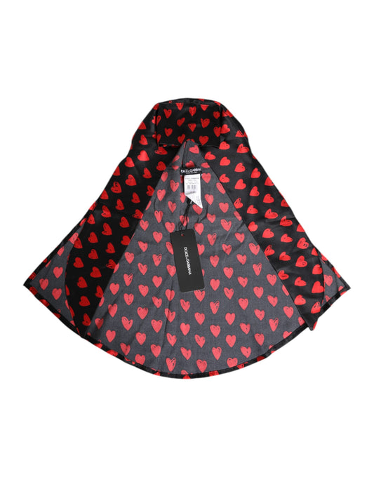Dolce & Gabbana Black Red Hearts Polyester Hat Curated Luxury Accessories by Orvyn
