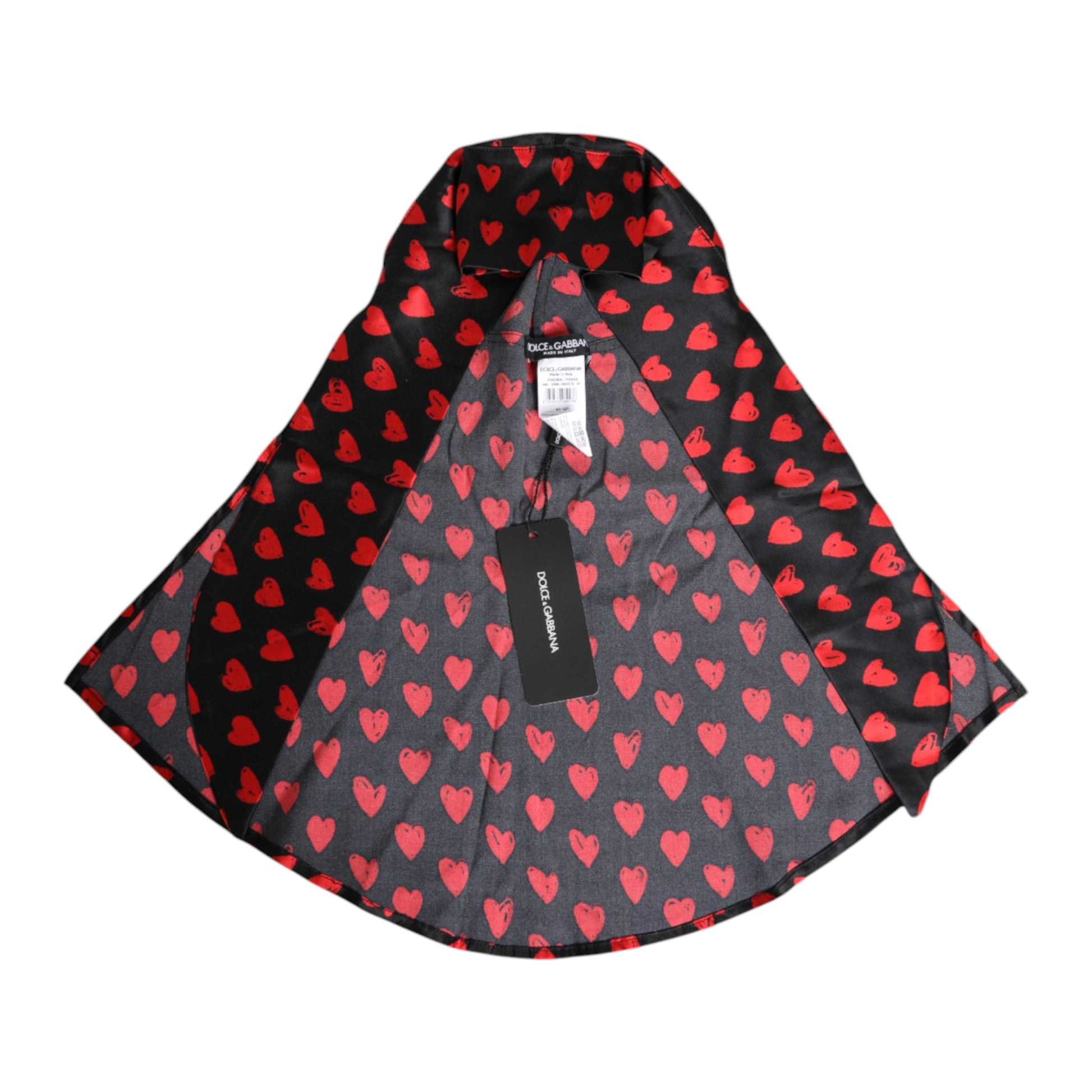Dolce & Gabbana Black Red Hearts Polyester Hat Curated Luxury Accessories by Orvyn