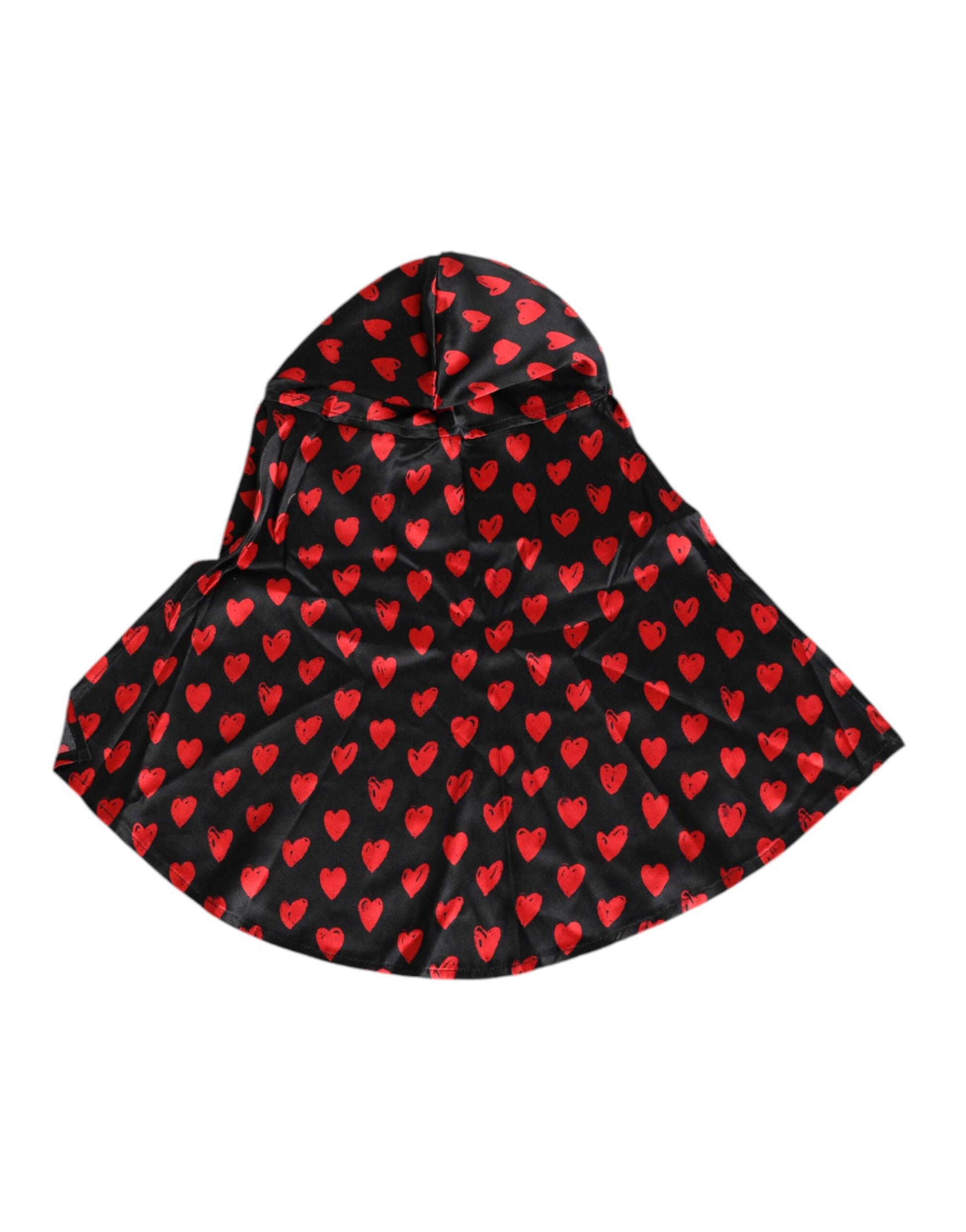 Dolce & Gabbana Black Red Hearts Polyester Hat Curated Luxury Accessories by Orvyn