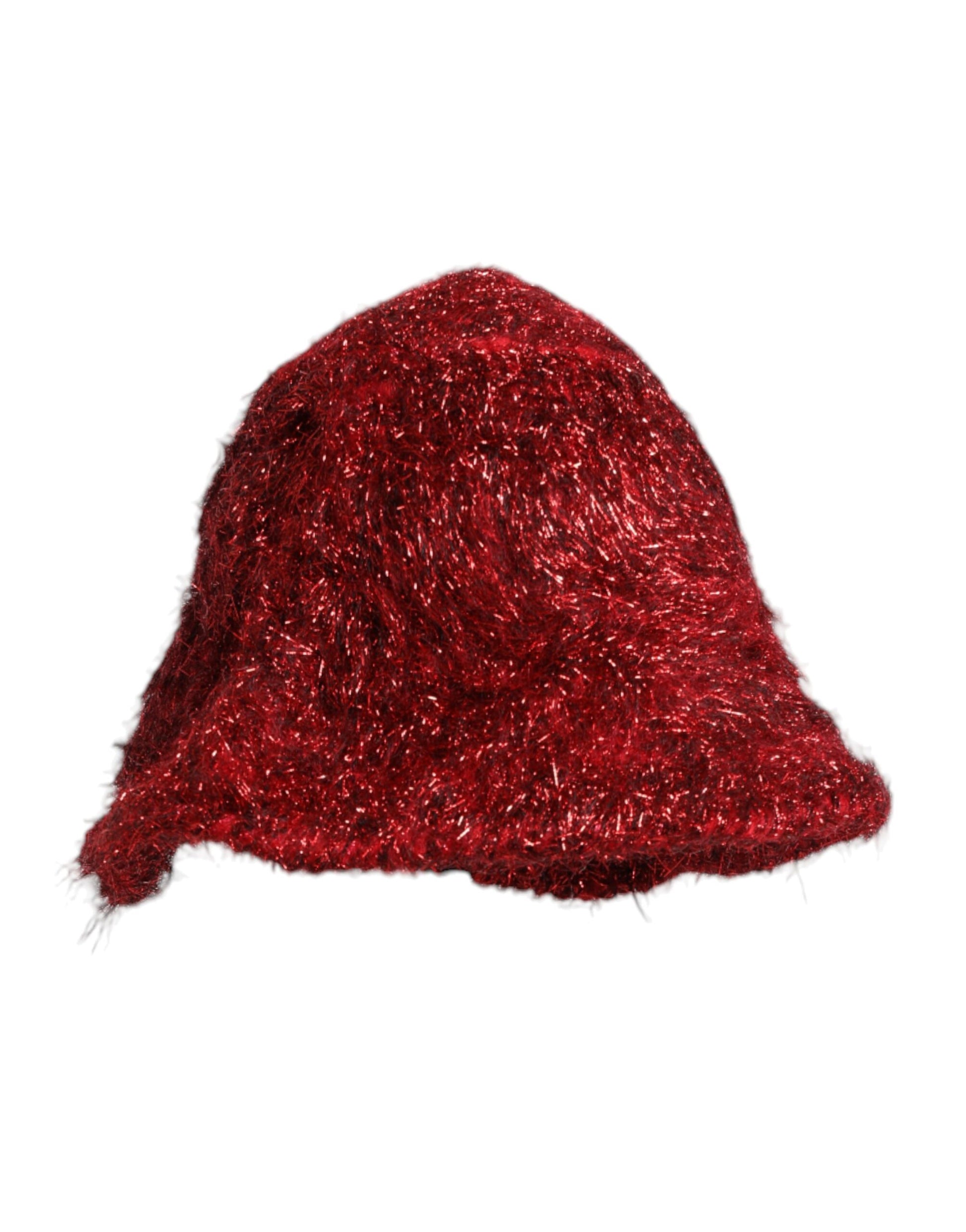 Dolce & Gabbana Red Viscose Tinsel Wide Brim Bucket Hat Curated Luxury Accessories by Orvyn