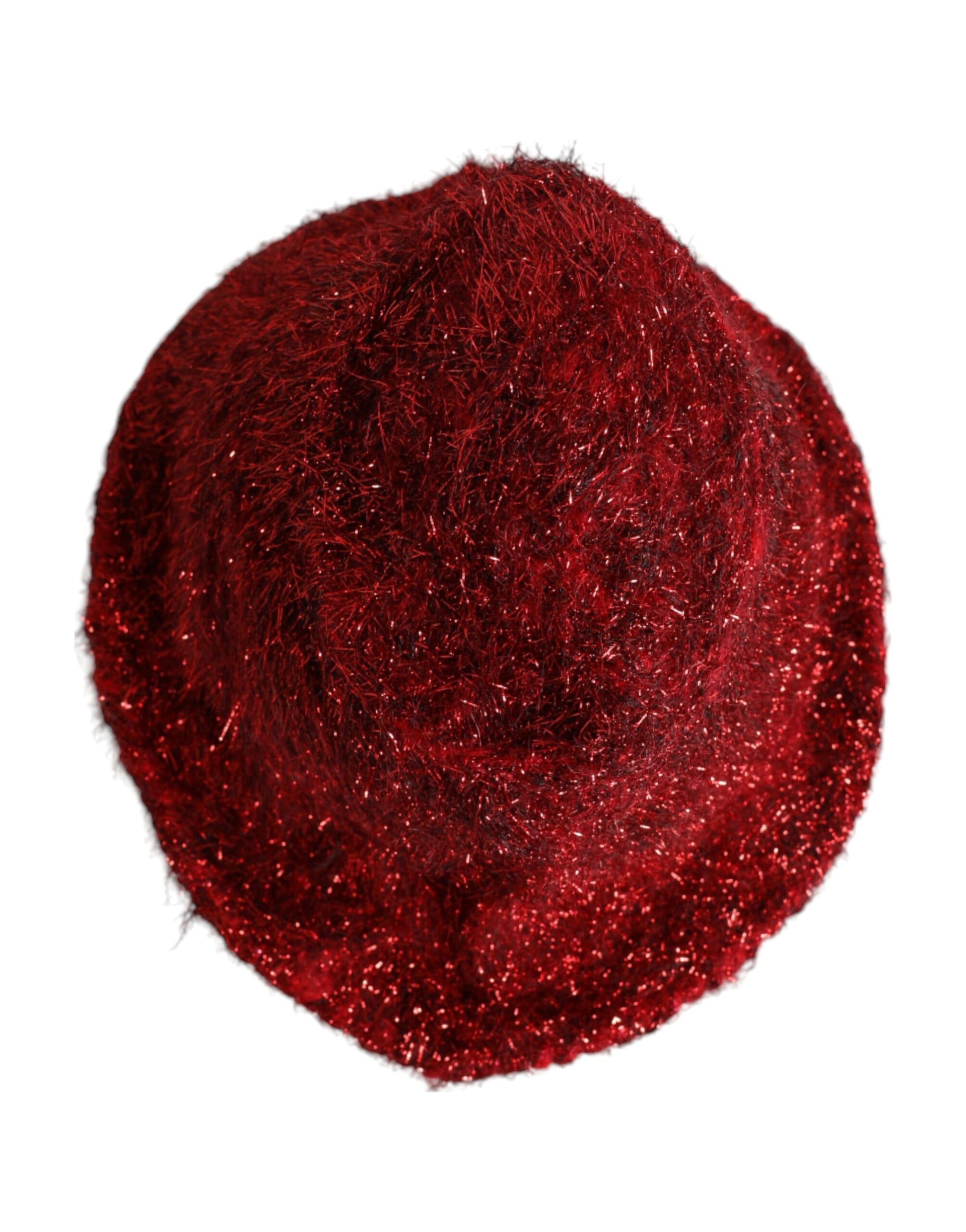 Dolce & Gabbana Red Viscose Tinsel Wide Brim Bucket Hat Curated Luxury Accessories by Orvyn