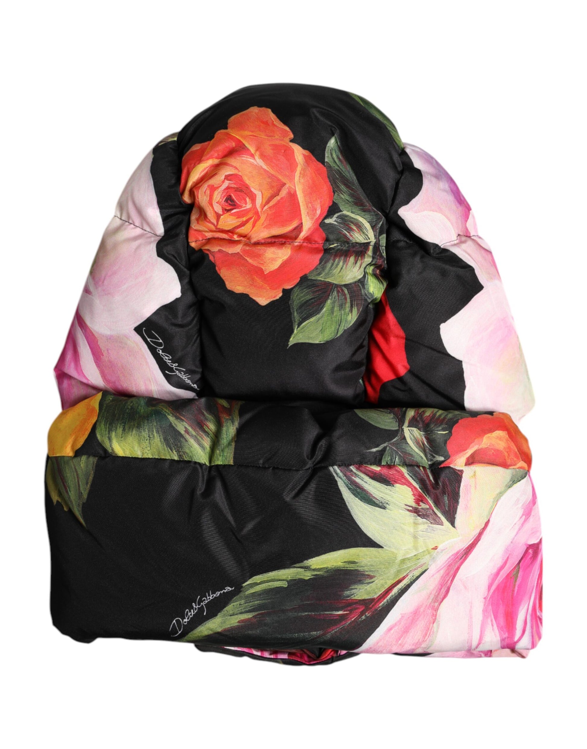 Dolce & Gabbana Black Floral Print Whole Head Wrap Hat Curated Luxury Accessories by Orvyn