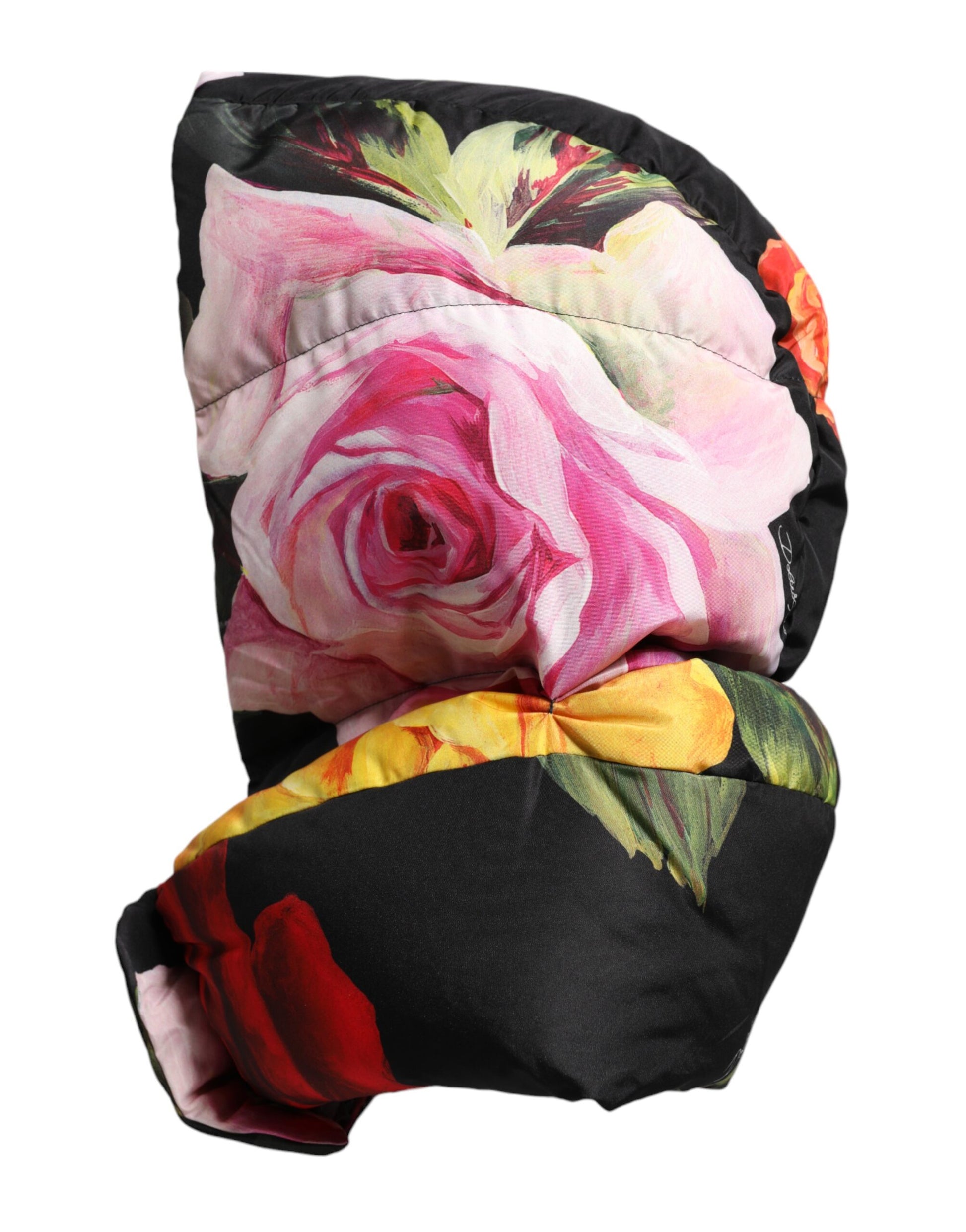 Dolce & Gabbana Black Floral Print Whole Head Wrap Hat Curated Luxury Accessories by Orvyn