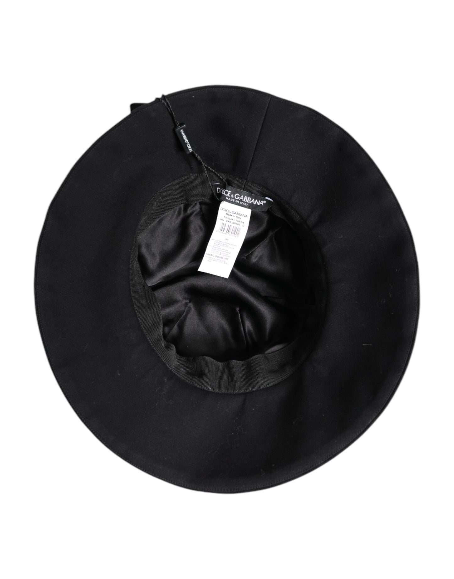 Dolce & Gabbana Black Cotton Wide Brim Bucket Hat Curated Luxury Accessories by Orvyn