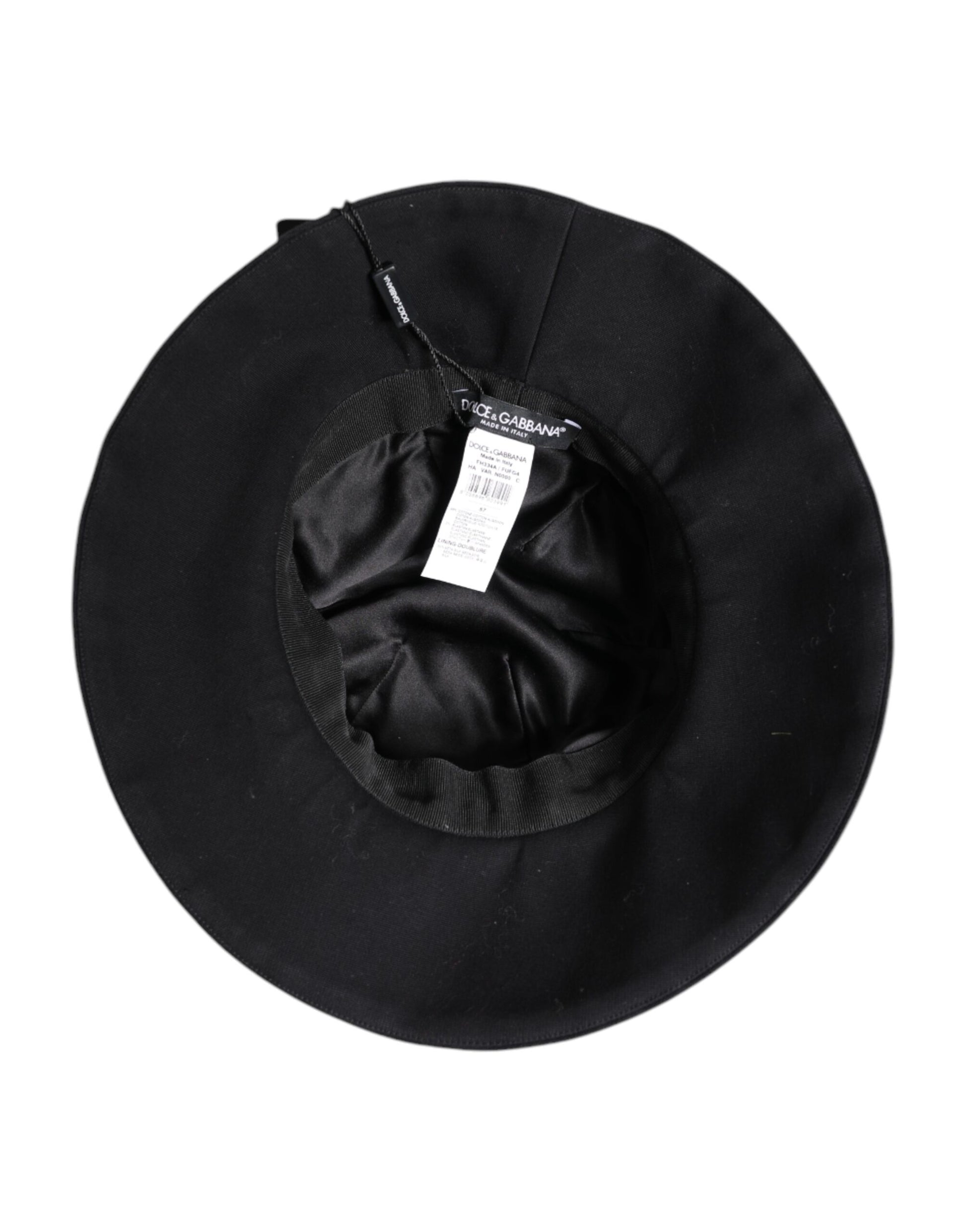 Dolce & Gabbana Black Cotton Wide Brim Bucket Hat Curated Luxury Accessories by Orvyn