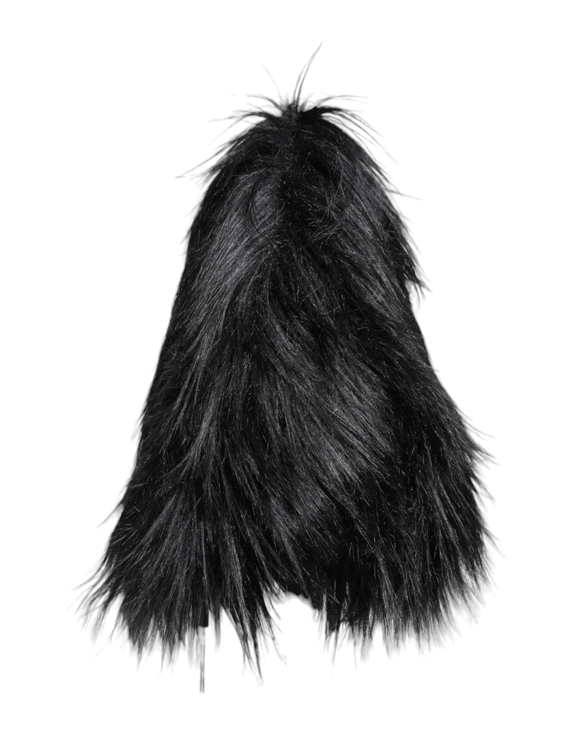 Dolce & Gabbana Black Acrylic Fur Womens Bucket Hat Curated Luxury Accessories by Orvyn