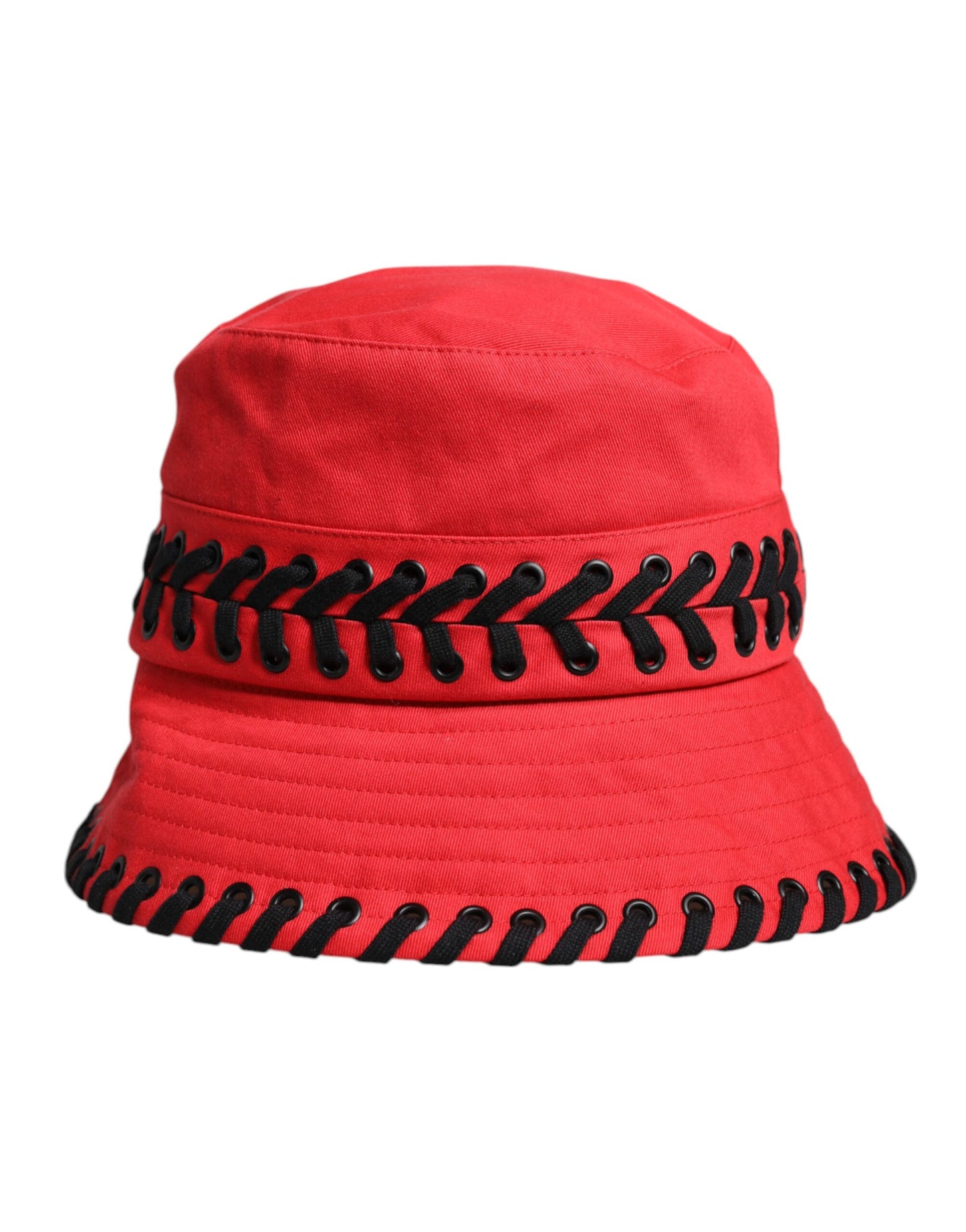 Dolce & Gabbana Red Lace Polyester Wide Brim Bucket Hat Curated Luxury Accessories by Orvyn