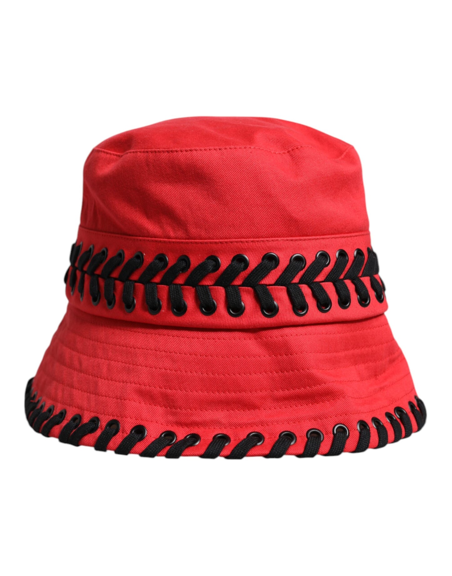 Dolce & Gabbana Red Lace Polyester Wide Brim Bucket Hat Curated Luxury Accessories by Orvyn