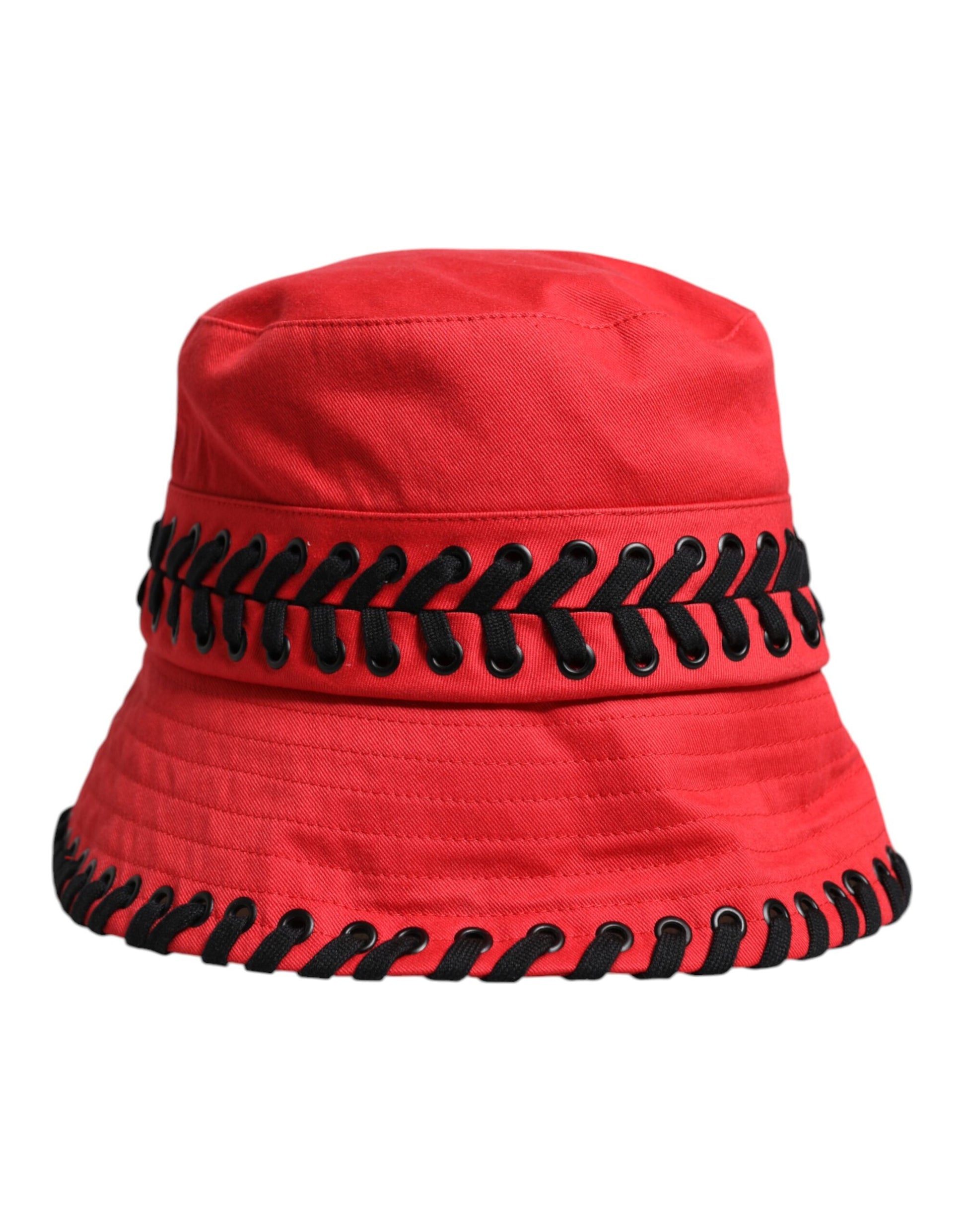 Dolce & Gabbana Red Lace Polyester Wide Brim Bucket Hat Curated Luxury Accessories by Orvyn