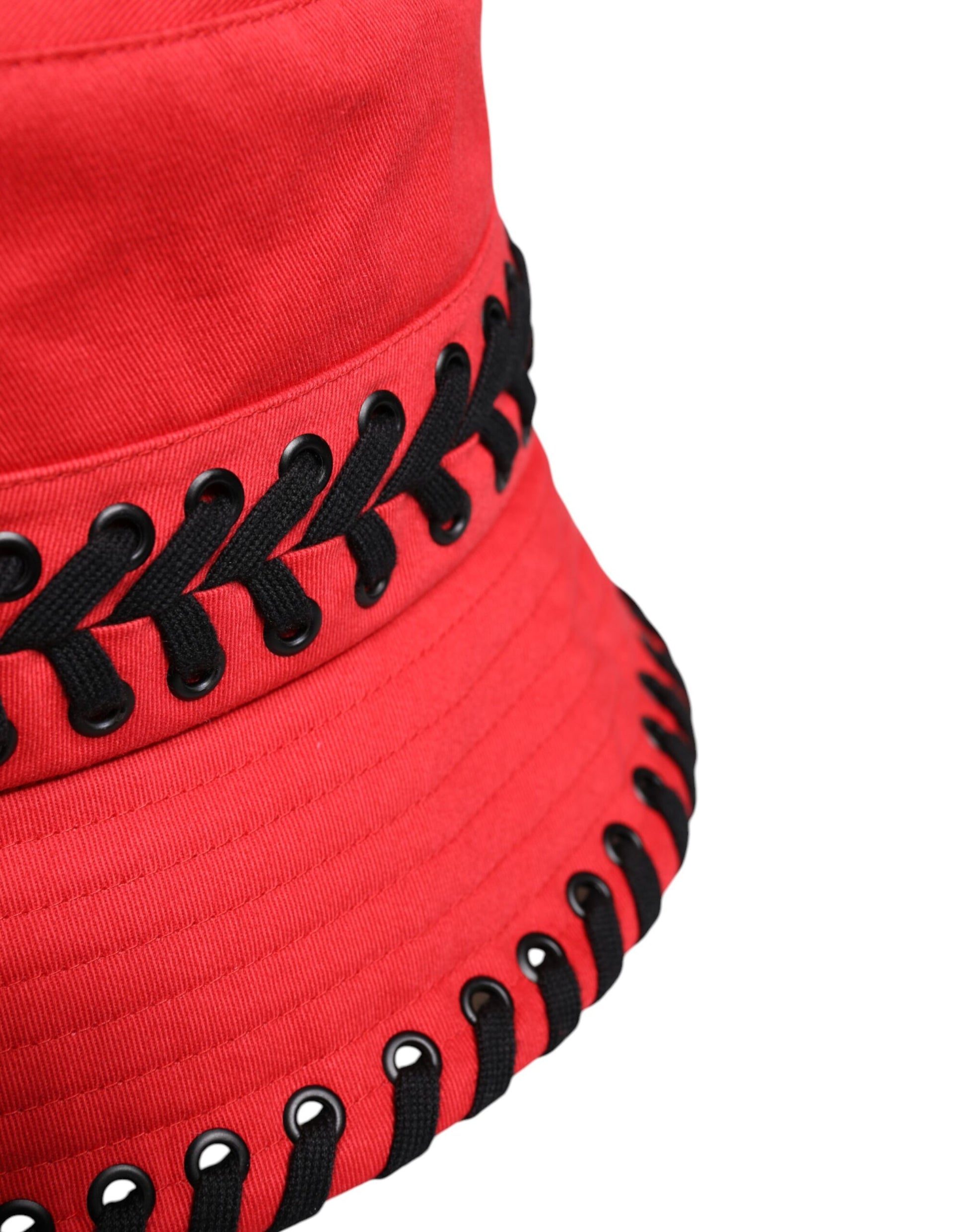 Dolce & Gabbana Red Lace Polyester Wide Brim Bucket Hat Curated Luxury Accessories by Orvyn