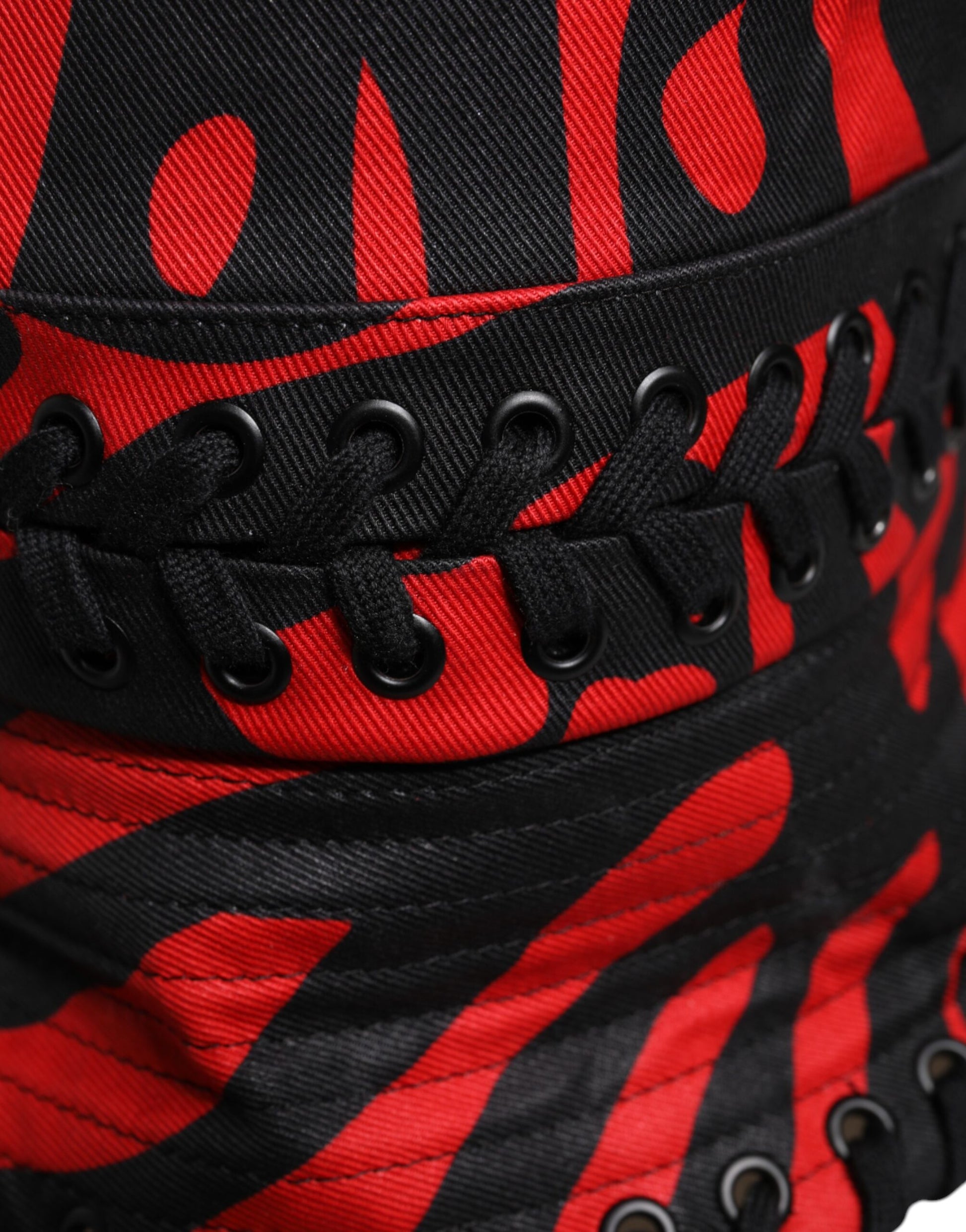 Dolce & Gabbana Black Red Stripe Polyester Wide Brim Bucket Hat Curated Luxury Accessories by Orvyn