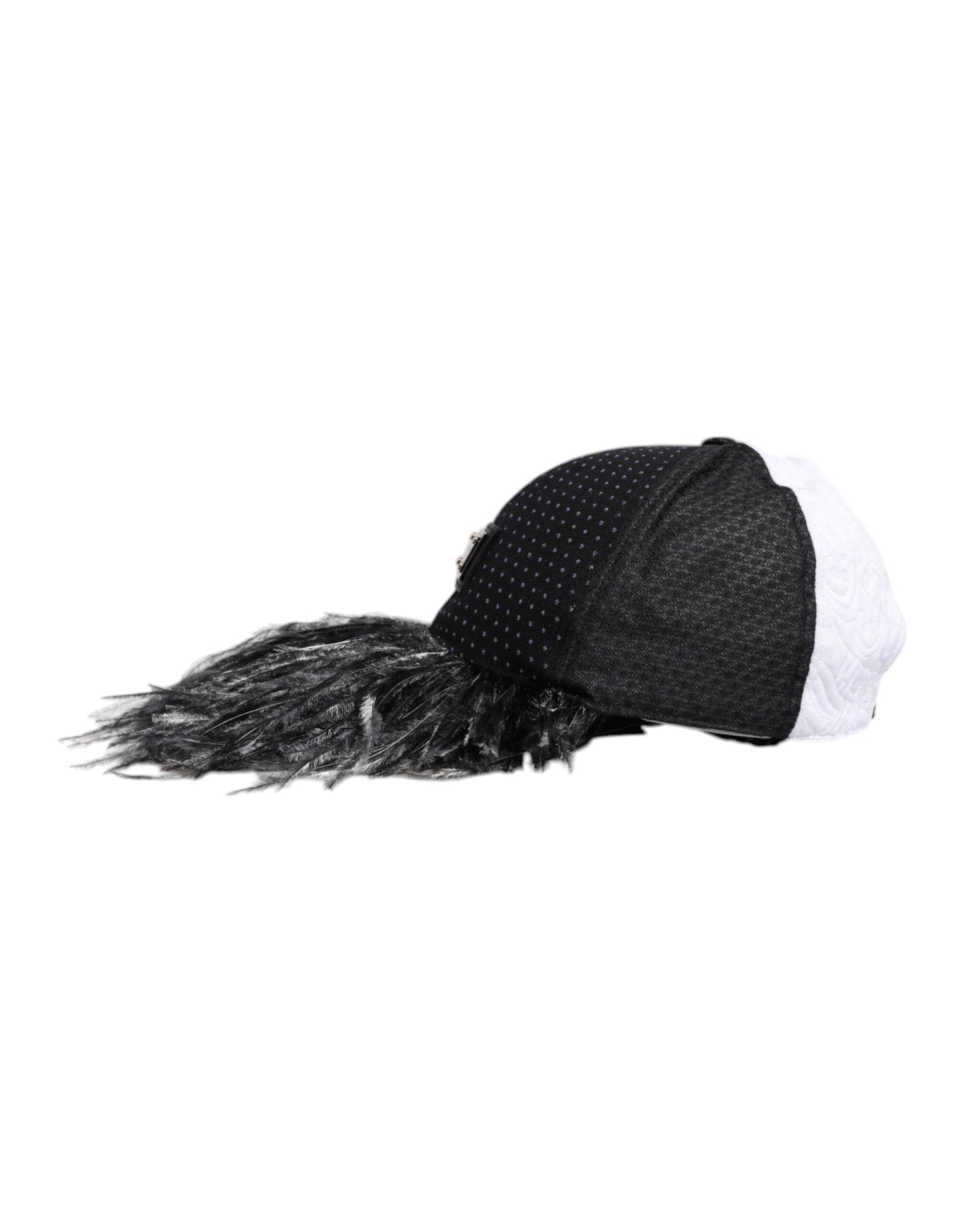 Dolce & Gabbana White Black Polka Dot Feathers Baseball Cap Curated Luxury Accessories by Orvyn
