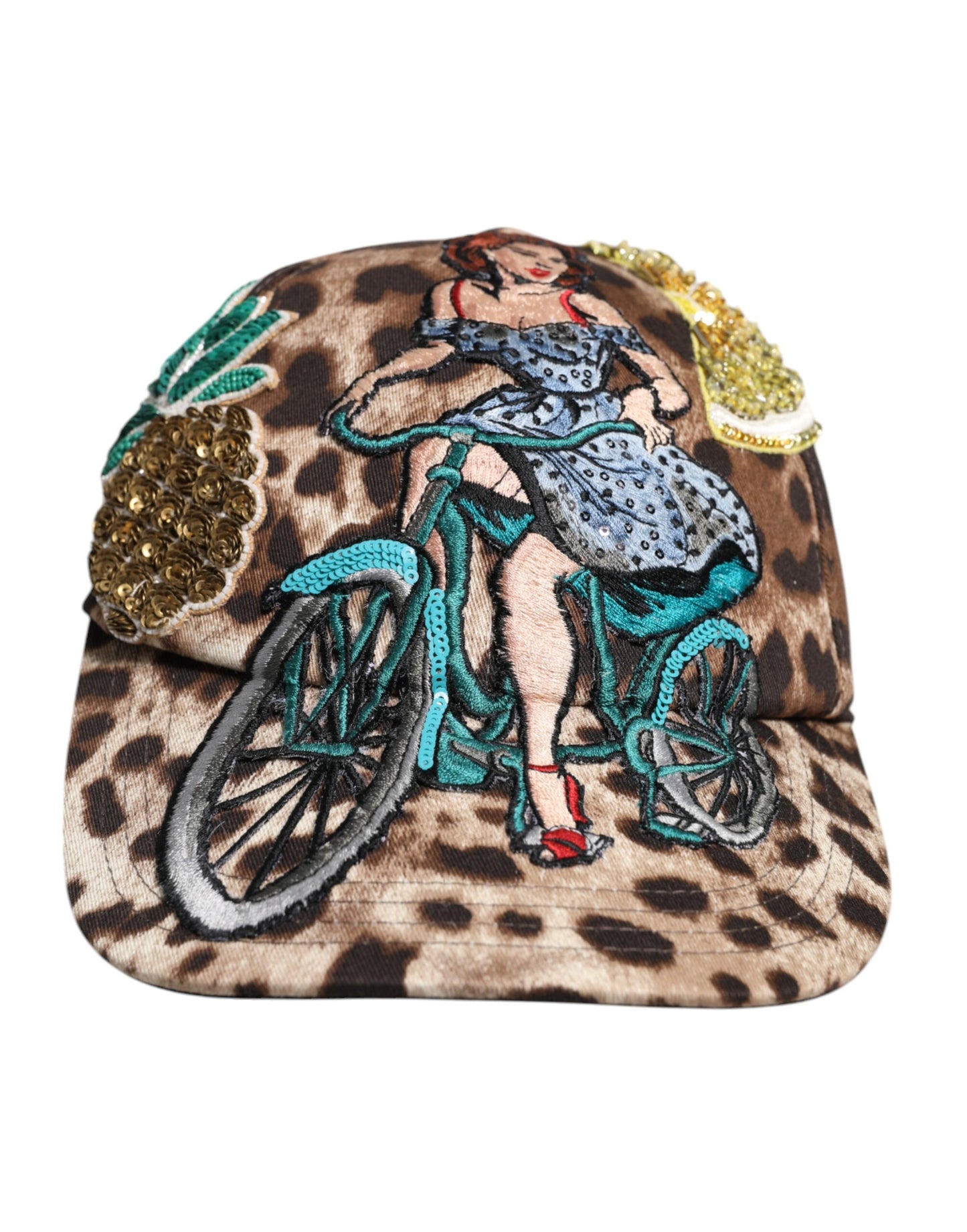 Dolce & Gabbana Brown Leopard Sequin Sicily Baseball Cap Curated Luxury Accessories by Orvyn