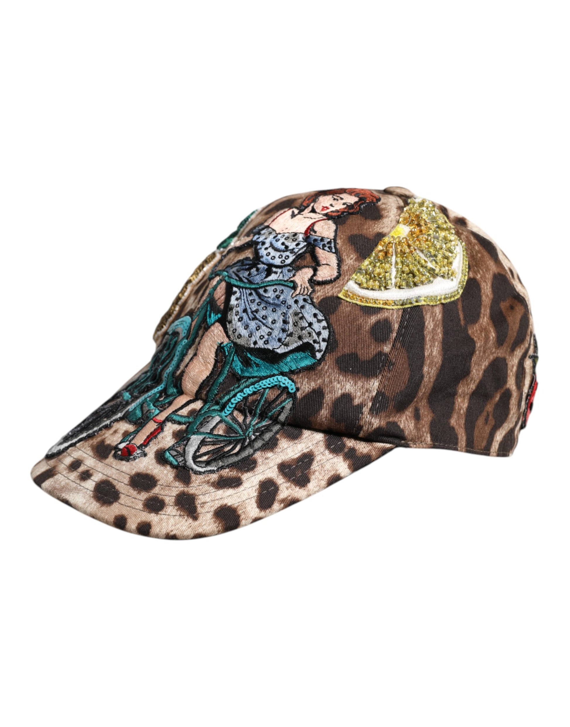 Dolce & Gabbana Brown Leopard Sequin Sicily Baseball Cap Curated Luxury Accessories by Orvyn