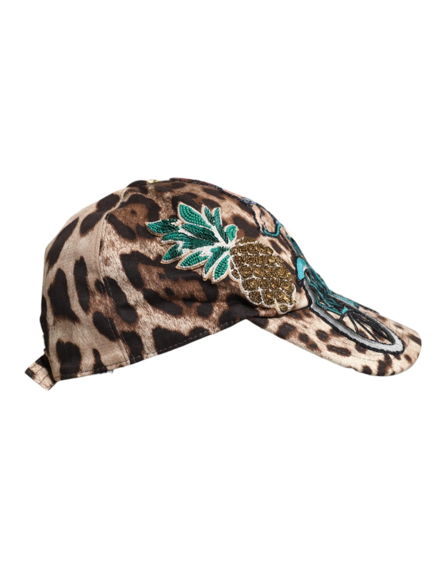 Dolce & Gabbana Brown Leopard Sequin Sicily Baseball Cap Curated Luxury Accessories by Orvyn