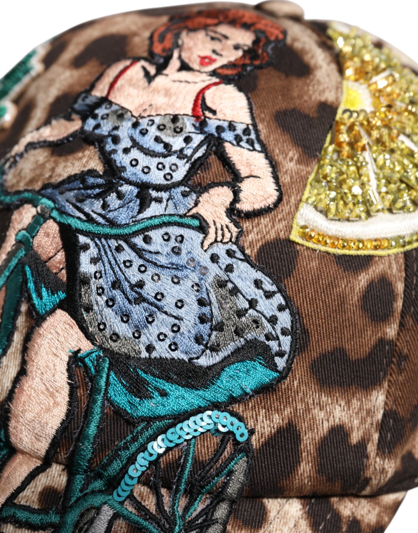 Dolce & Gabbana Brown Leopard Sequin Sicily Baseball Cap Curated Luxury Accessories by Orvyn