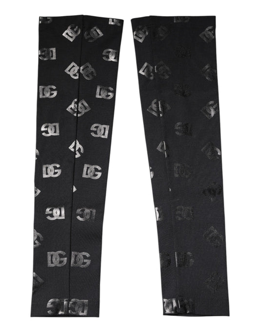 Dolce & Gabbana Black DG Logo Monogram Wool Stretch Arm Sleeves Curated Luxury Accessories by Orvyn