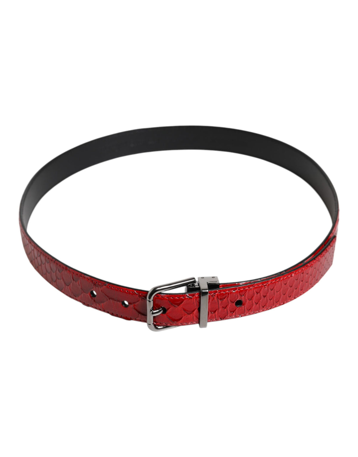 Dolce & Gabbana Red Exotic Leather Brass Metal Buckle Belt rot
