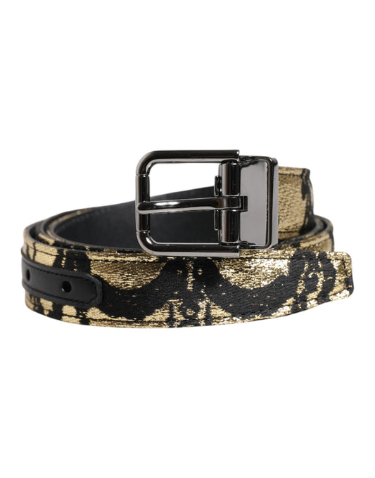 Dolce & Gabbana Multicolor Jacquard Leather Metal Buckle Belt Curated Luxury Accessories by Orvyn