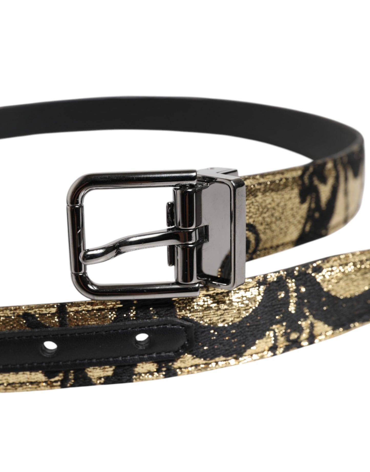 Dolce & Gabbana Multicolor Jacquard Leather Metal Buckle Belt Curated Luxury Accessories by Orvyn