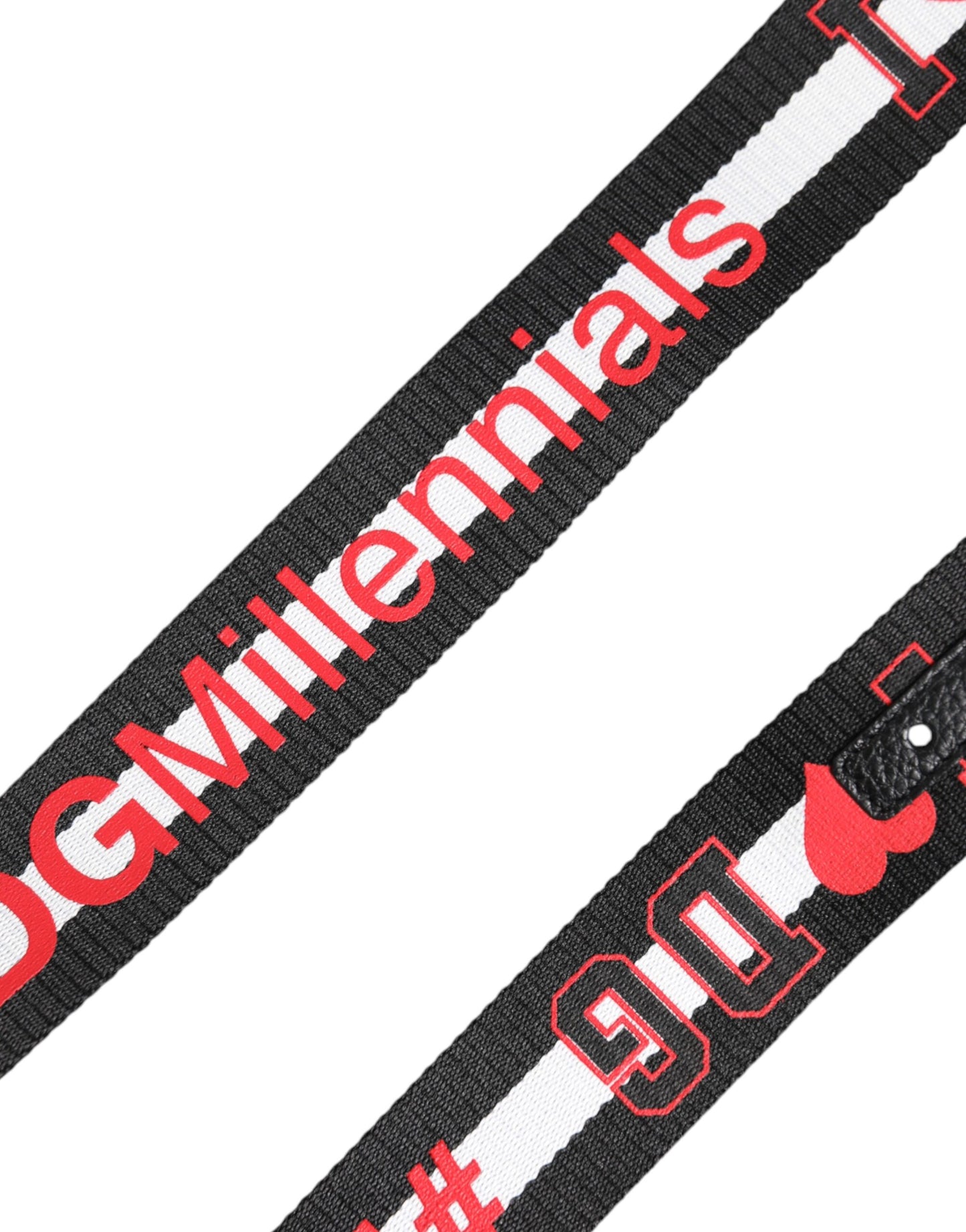 Dolce & Gabbana Black Polyester Logo Print DG Buckle Belt schwarz