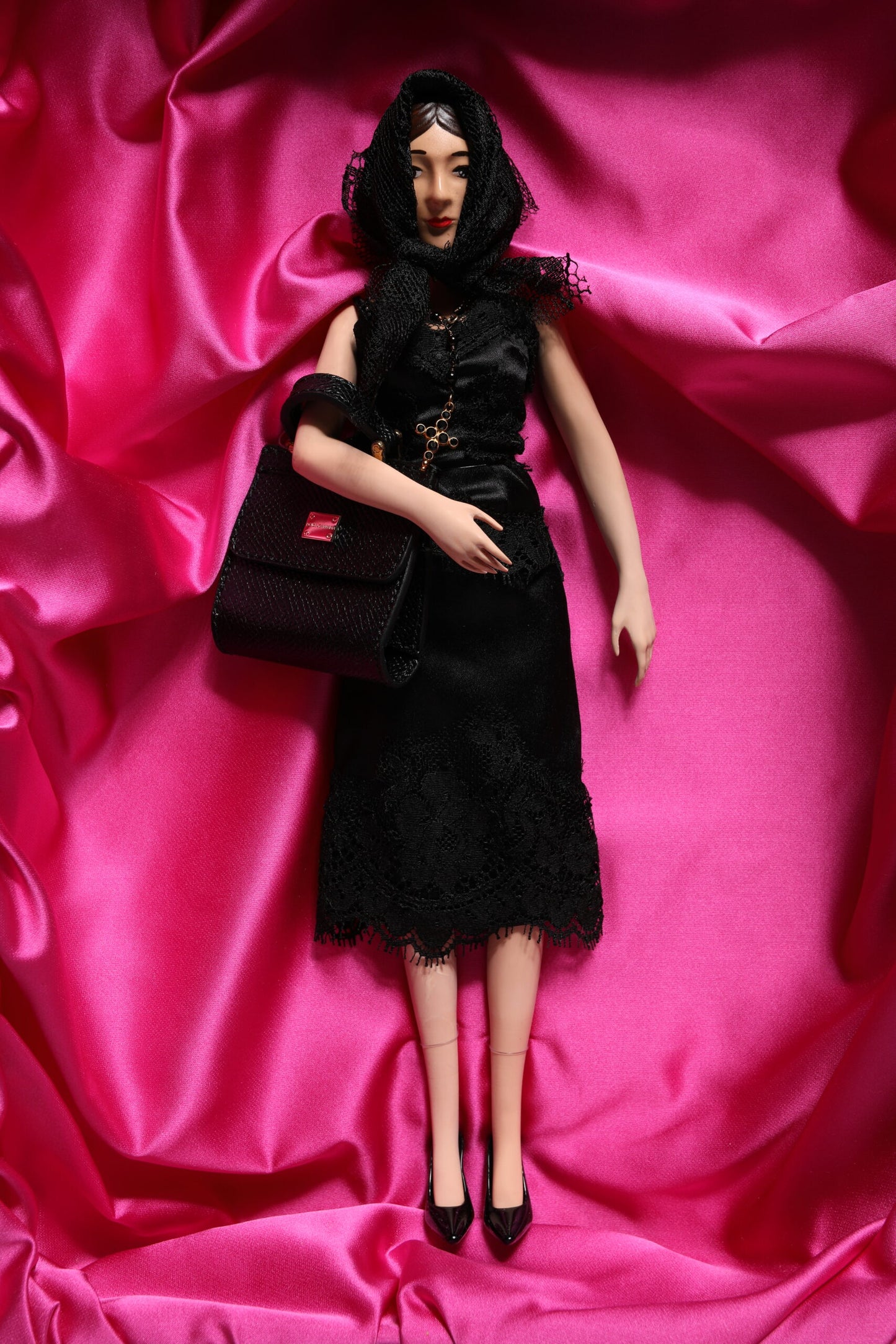 Dolce & Gabbana Black Dress Ceramic Porcelain Fashion Leather Sicily Dolls Curated Luxury Accessories by Orvyn