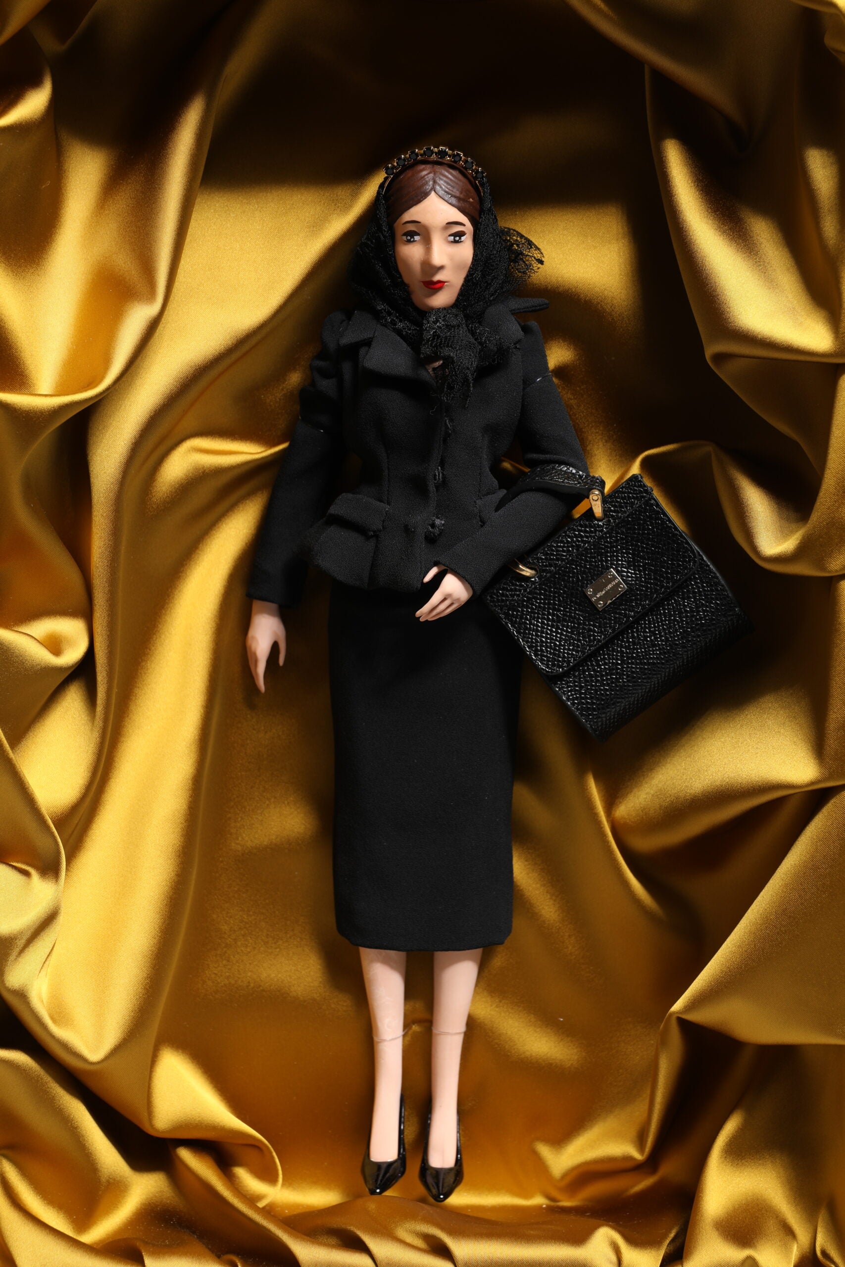 Dolce & Gabbana Black Dress Ceramic Porcelain Fashion Leather Sicily Dolls Curated Luxury Accessories by Orvyn