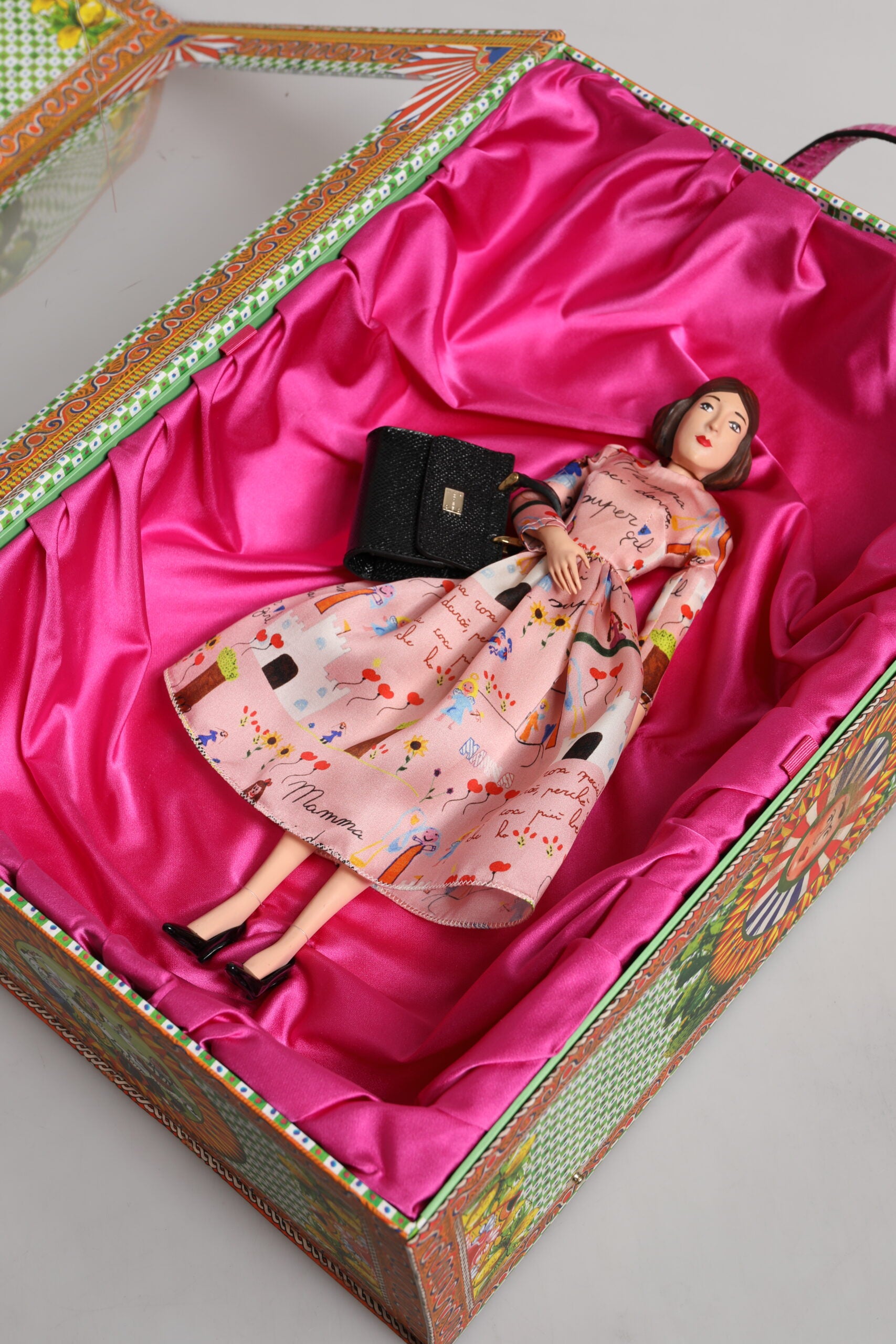Dolce & Gabbana Pink Dress Ceramic Porcelain Fashion Leather Sicily Dolls Curated Luxury Accessories by Orvyn
