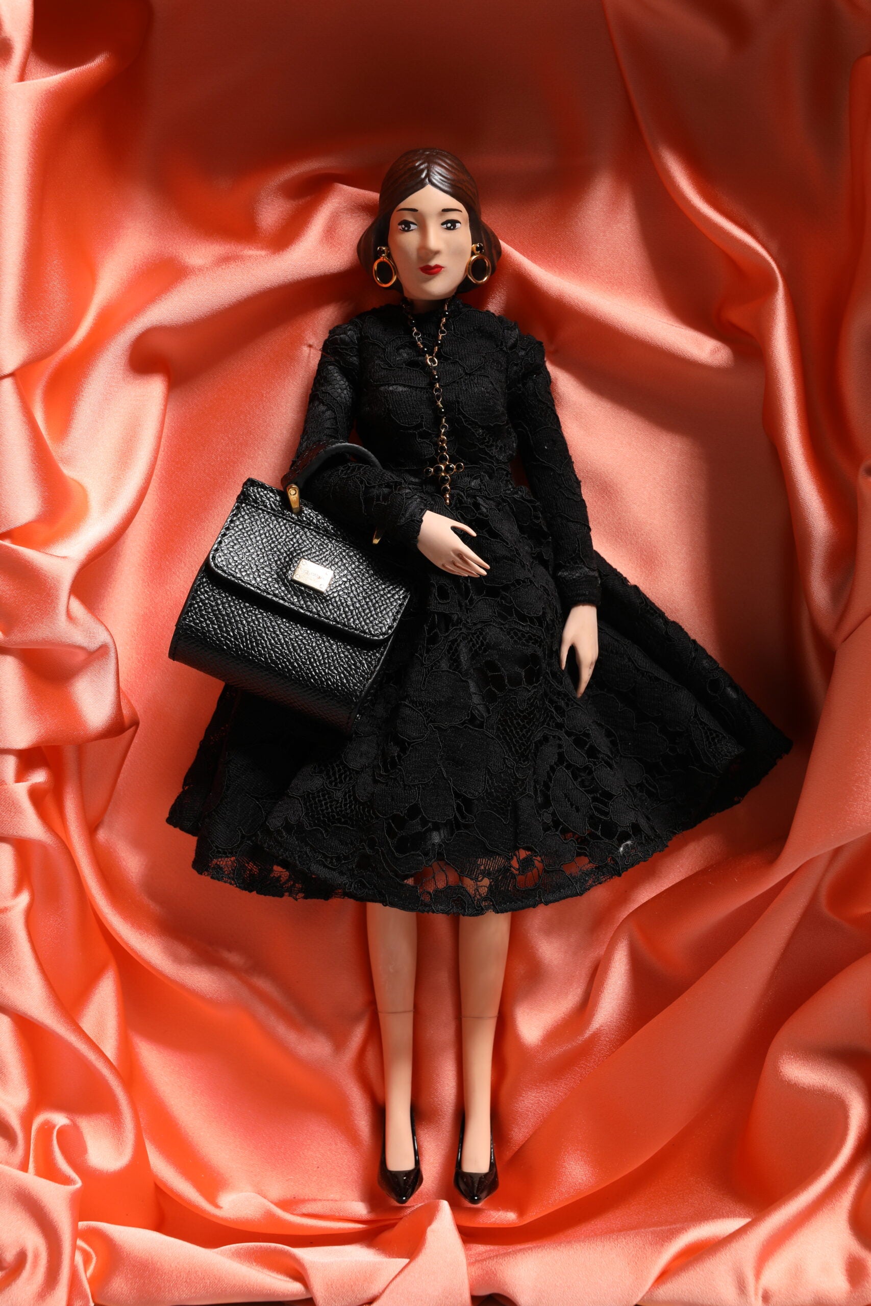 Dolce & Gabbana Black Dress Ceramic Porcelain Fashion Leather Sicily Dolls Curated Luxury Accessories by Orvyn