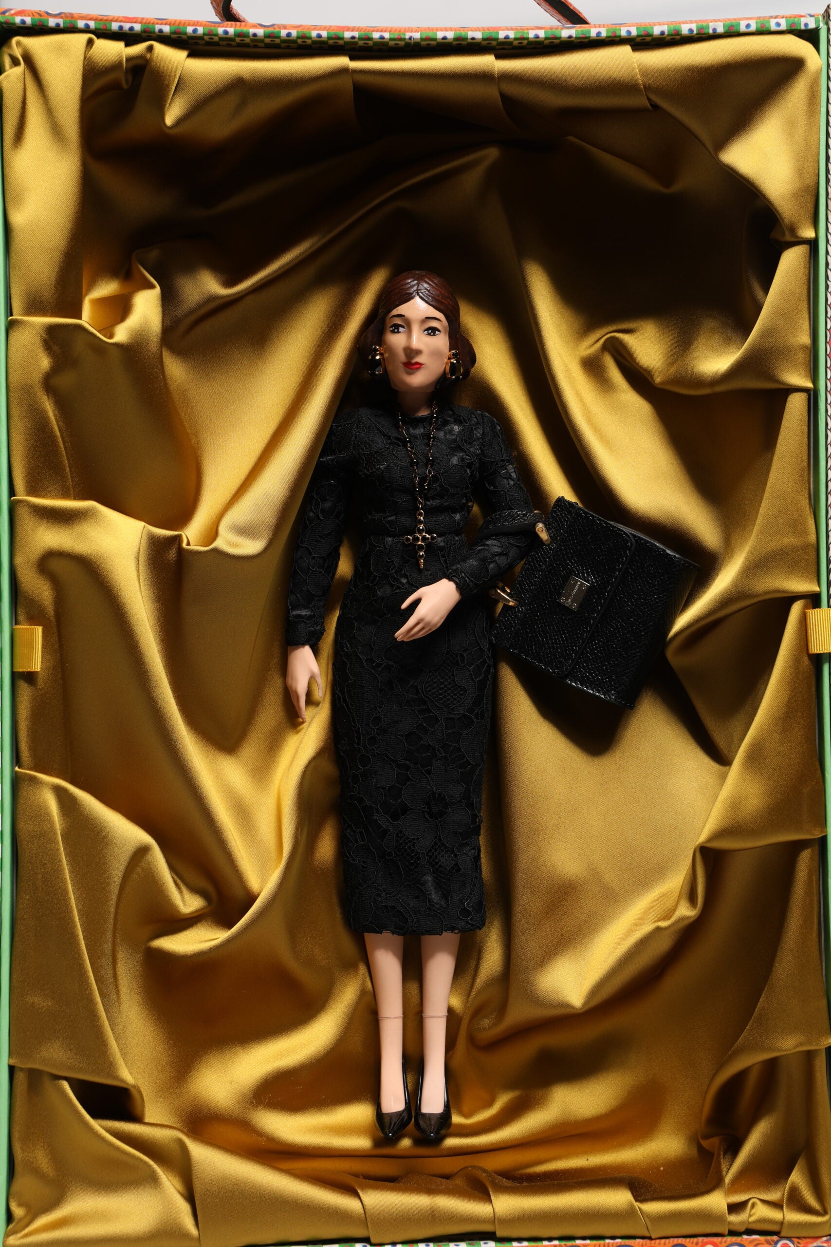 Dolce & Gabbana Black Dress Ceramic Porcelain Fashion Leather Sicily Dolls Curated Luxury Accessories by Orvyn