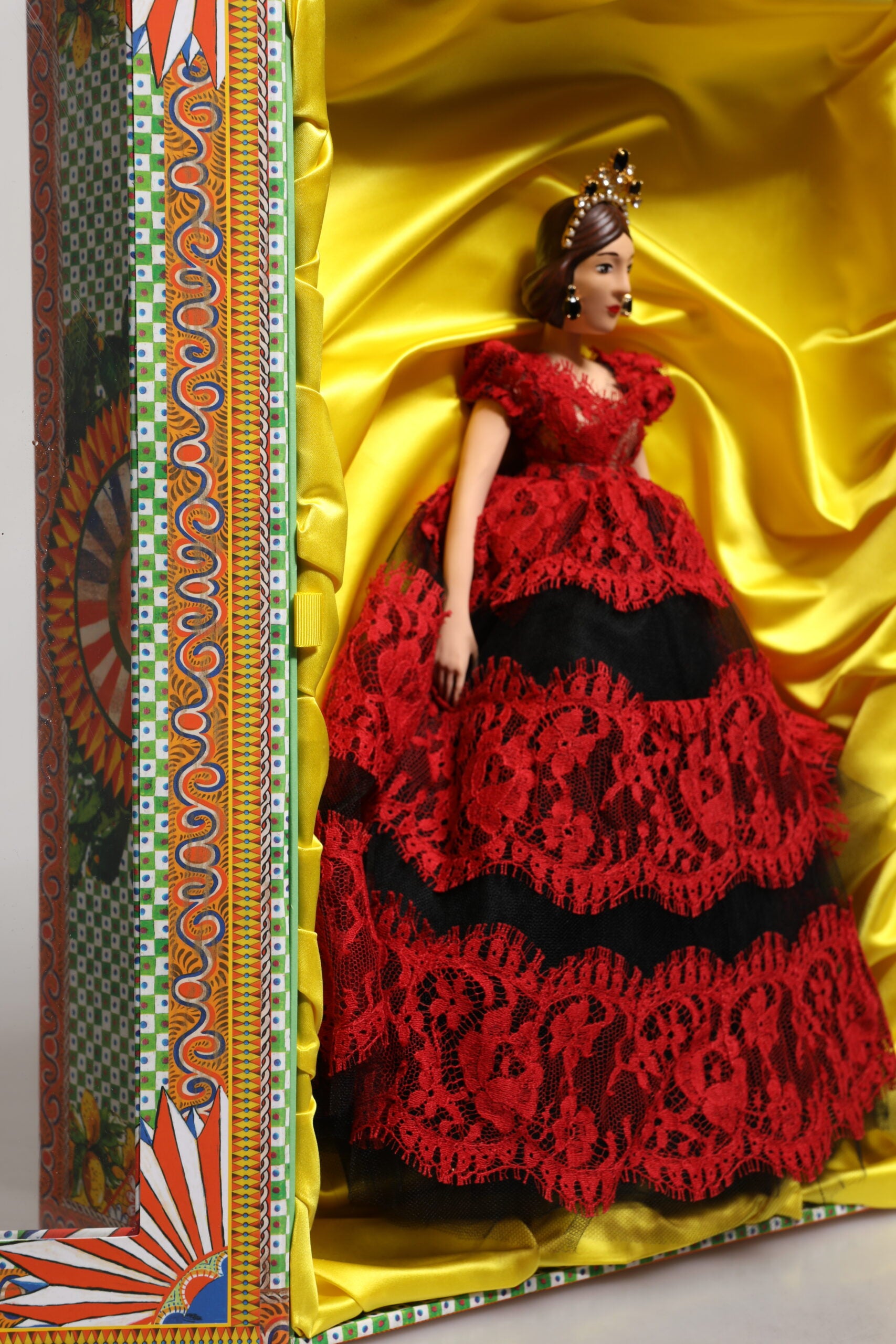 Dolce & Gabbana Red Dress Ceramic Porcelain Fashion Box Leather Sicily Dolls Curated Luxury Accessories by Orvyn